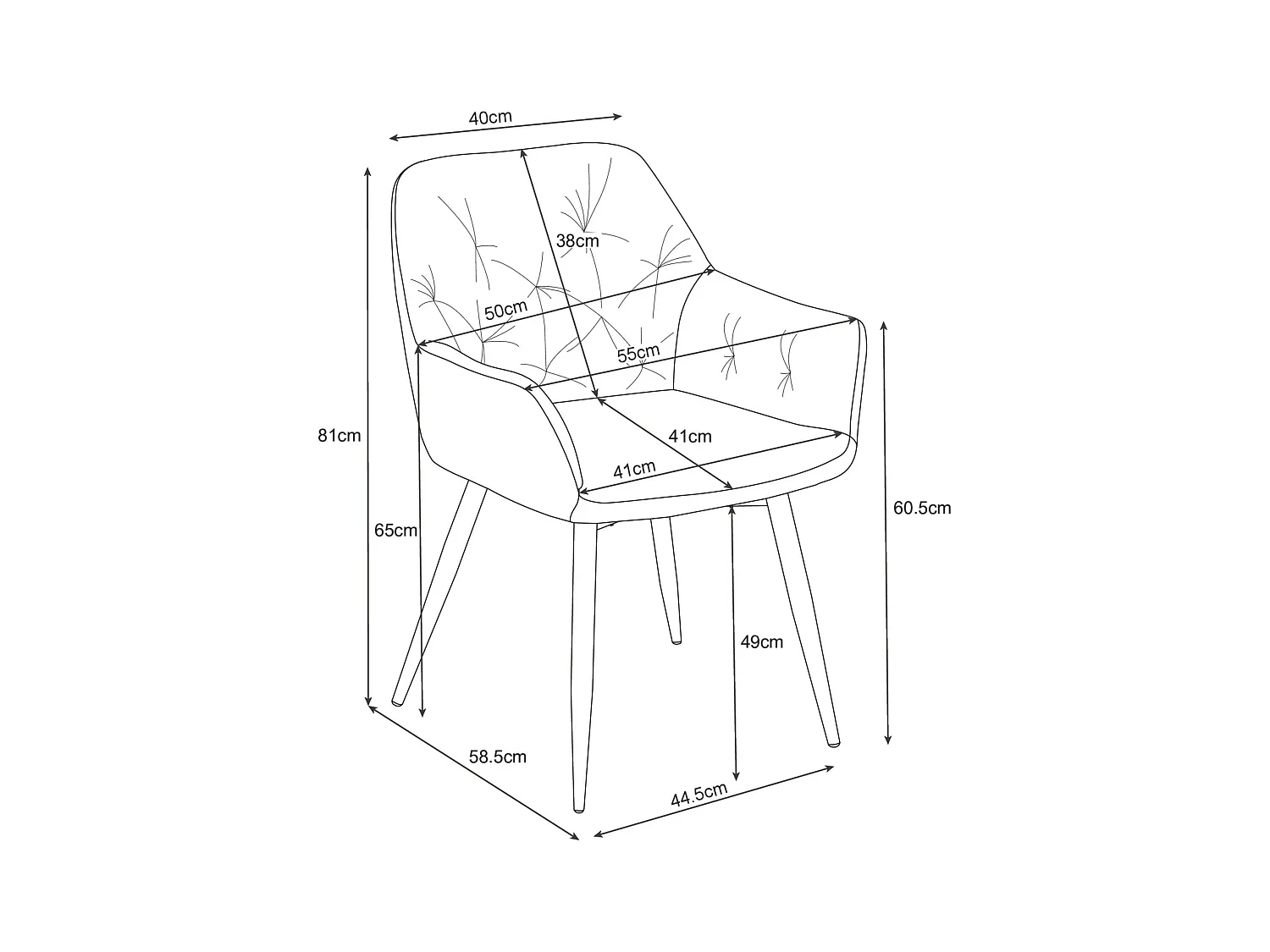 Lot de 2 chaises matelassées de salle à manger en velours AKORD SJ.030 Noir