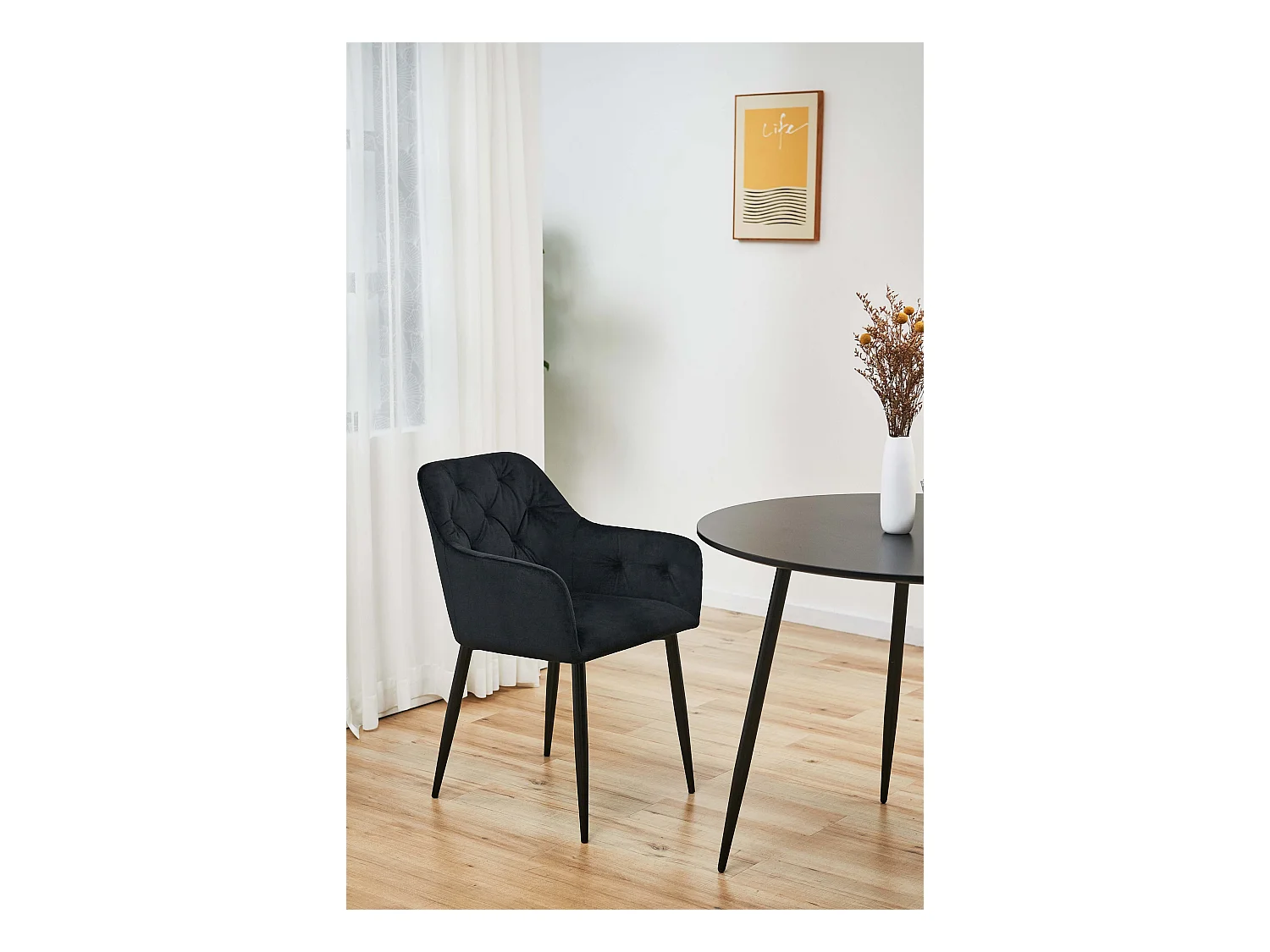 Lot de 2 chaises matelassées de salle à manger en velours AKORD SJ.030 Noir