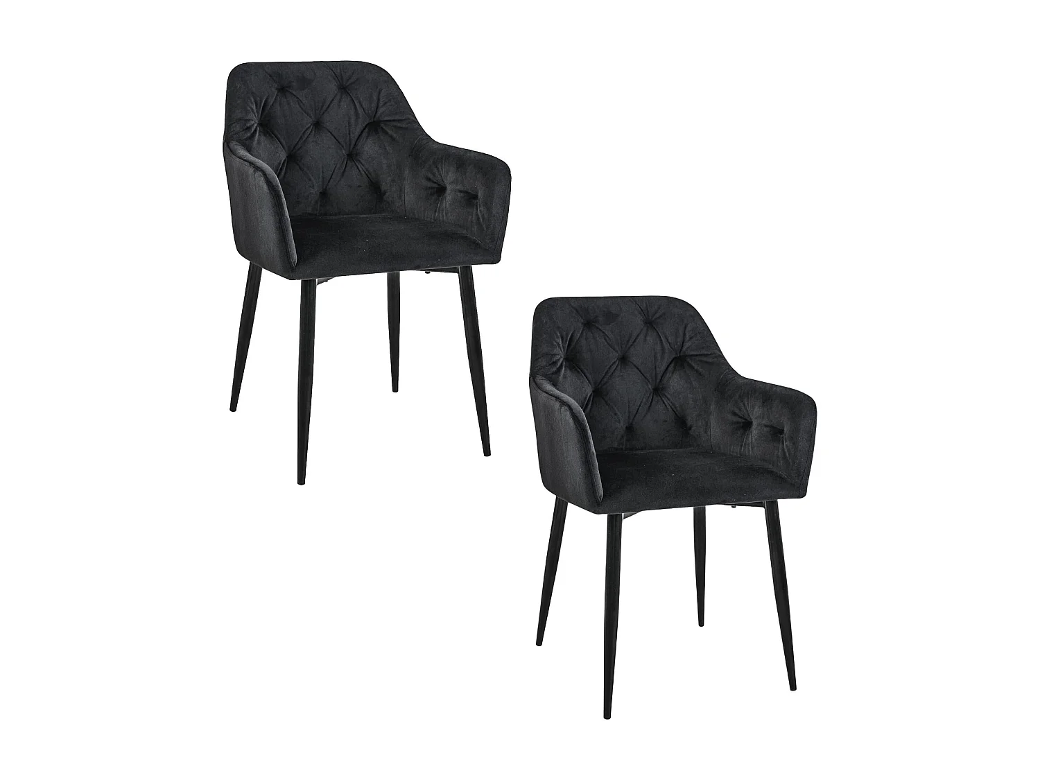Lot de 2 chaises matelassées de salle à manger en velours AKORD SJ.030 Noir