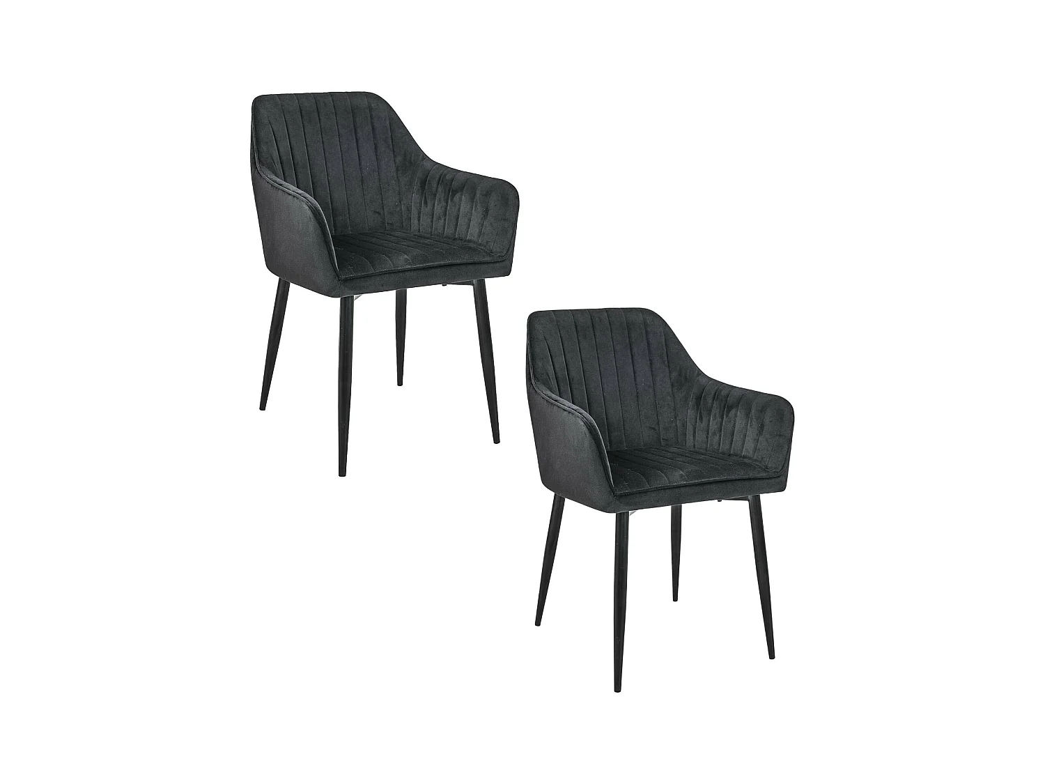 Lot de 2 chaises matelassées de salle à manger en velours AKORD SJ.040 Noir