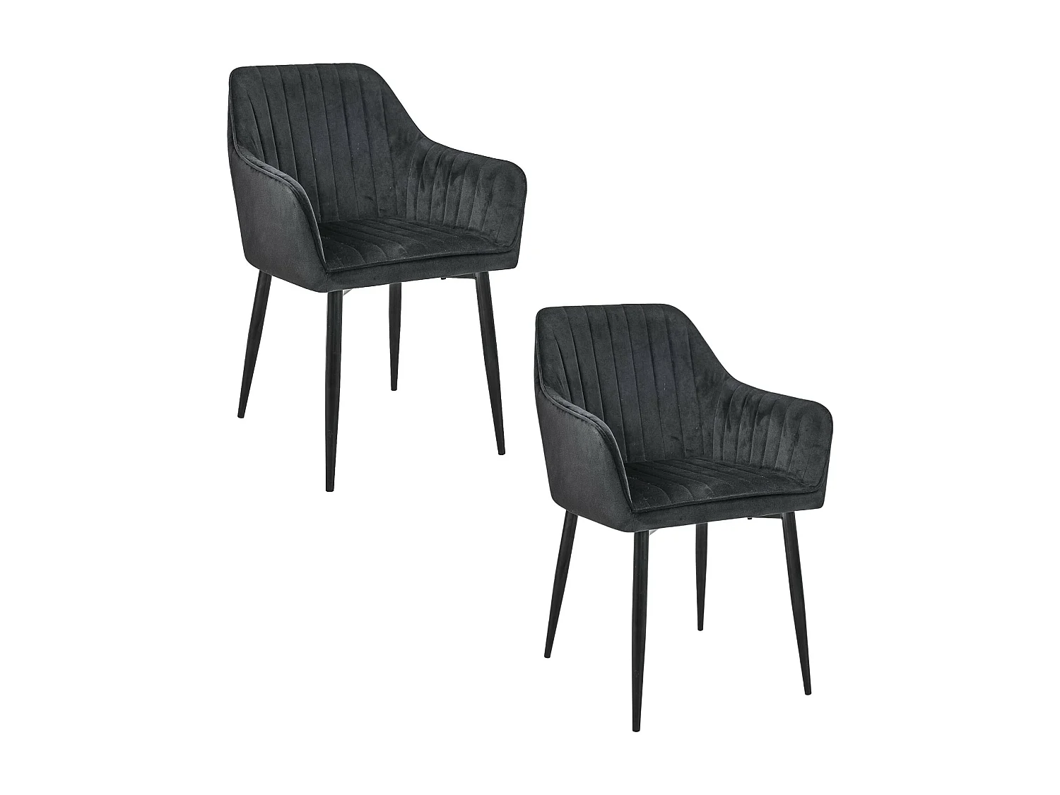 Esszimmerstühle mit Samt 2er Set AKORD SJ.040 Gepolsterter Gesteppter Stuhl aus Velours in Schwarz