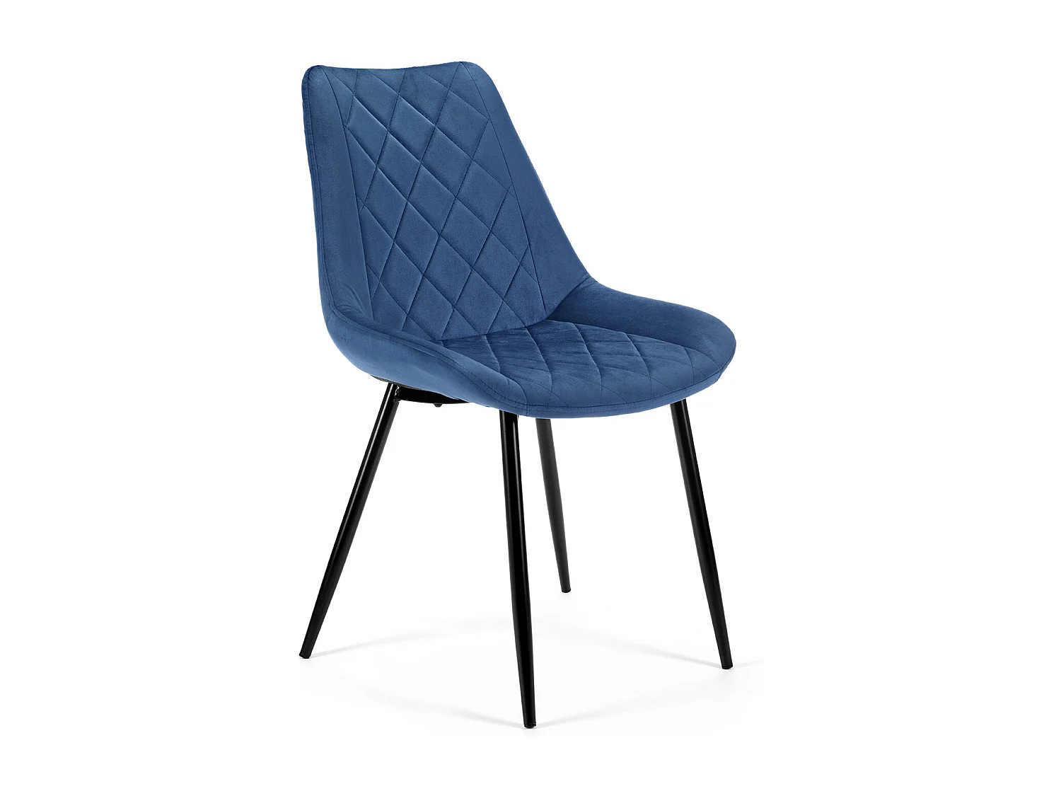 Lot de 4 chaises matelassées de salle à manger en velours AKORD SJ.0488 Bleu