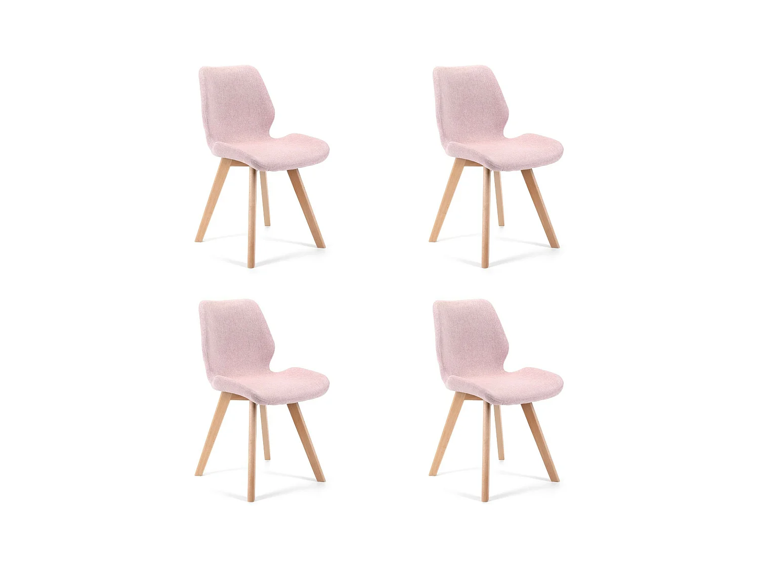 Lot de 4 chaises de salle à manger en tissu AKORD SJ.0159 Rose