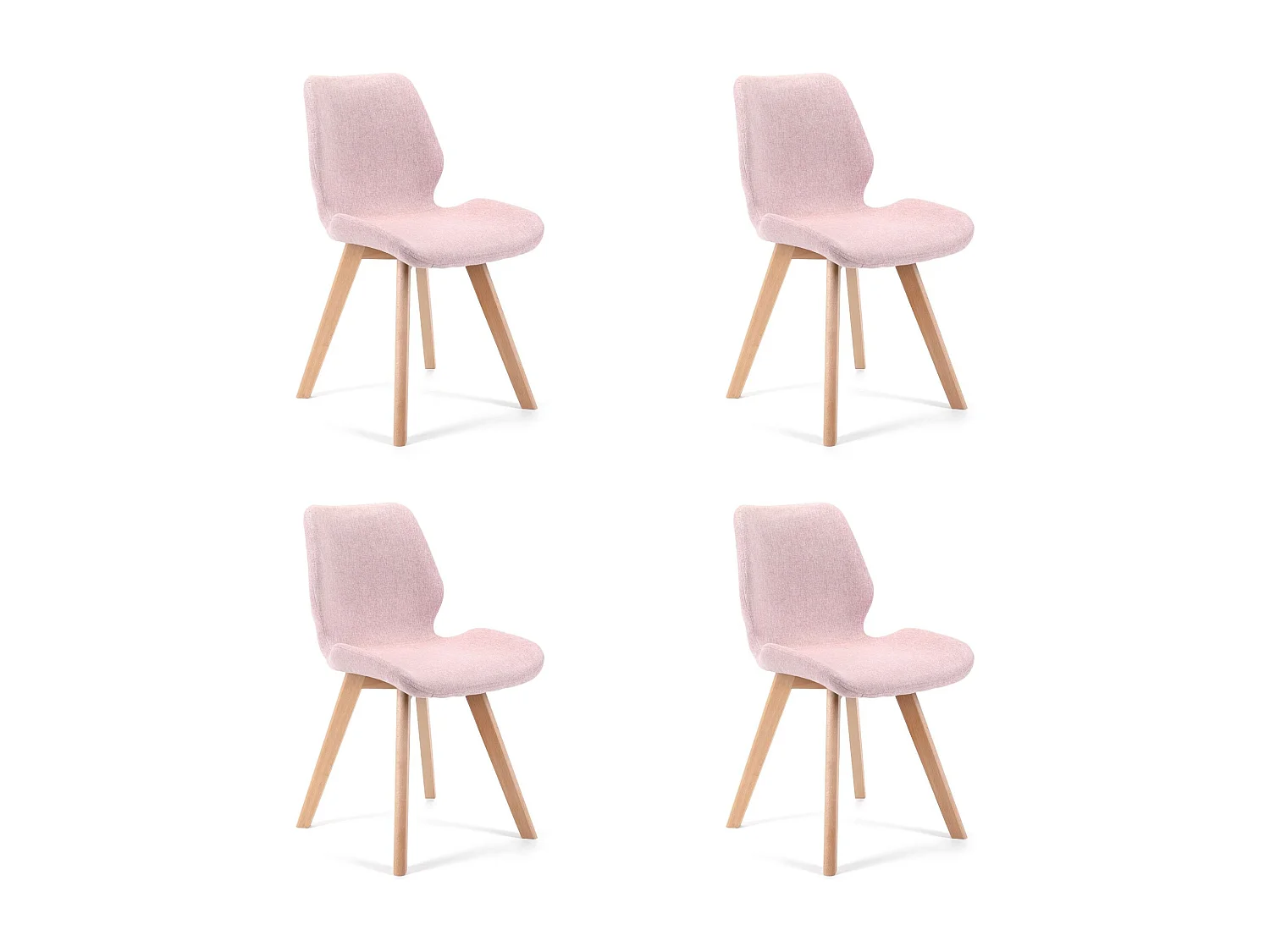 Lot de 4 chaises de salle à manger en tissu AKORD SJ.0159 Rose