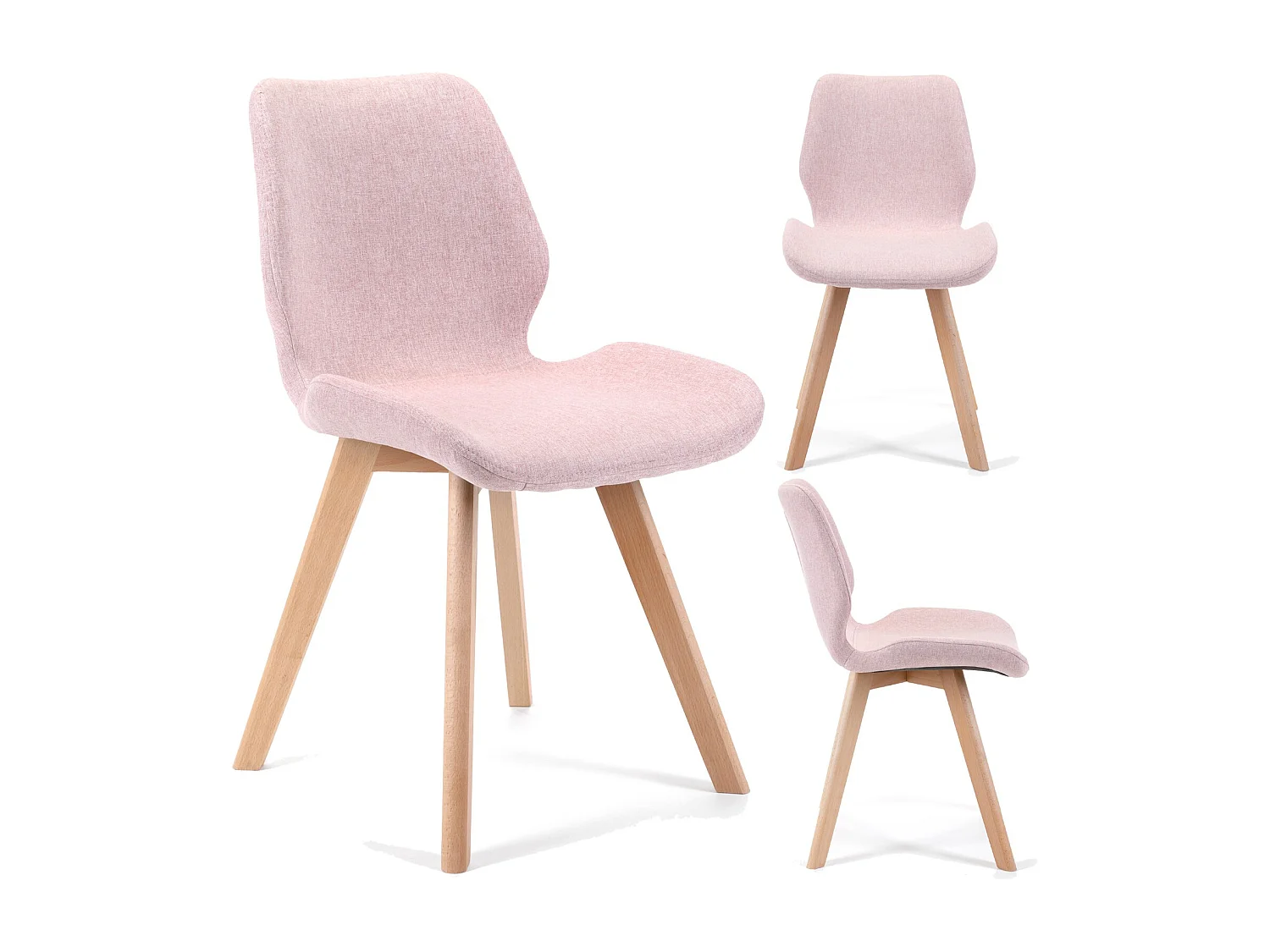 Lot de 4 chaises de salle à manger en tissu AKORD SJ.0159 Rose