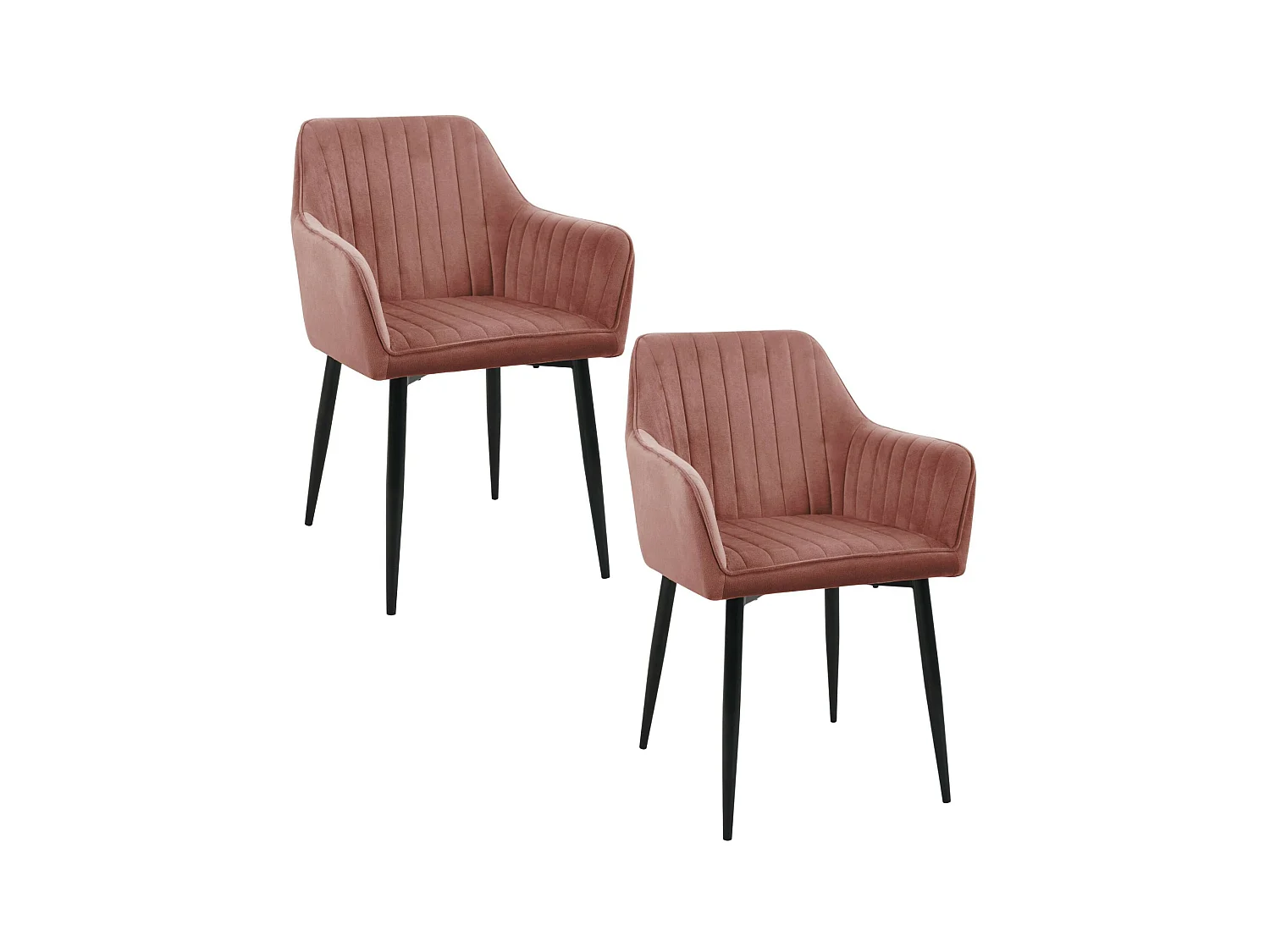 Lot de 2 chaises matelassées de salle à manger en velours AKORD SJ.040 Rose