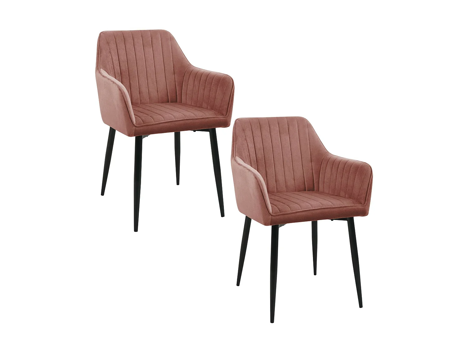 Lot de 2 chaises matelassées de salle à manger en velours AKORD SJ.040 Rose