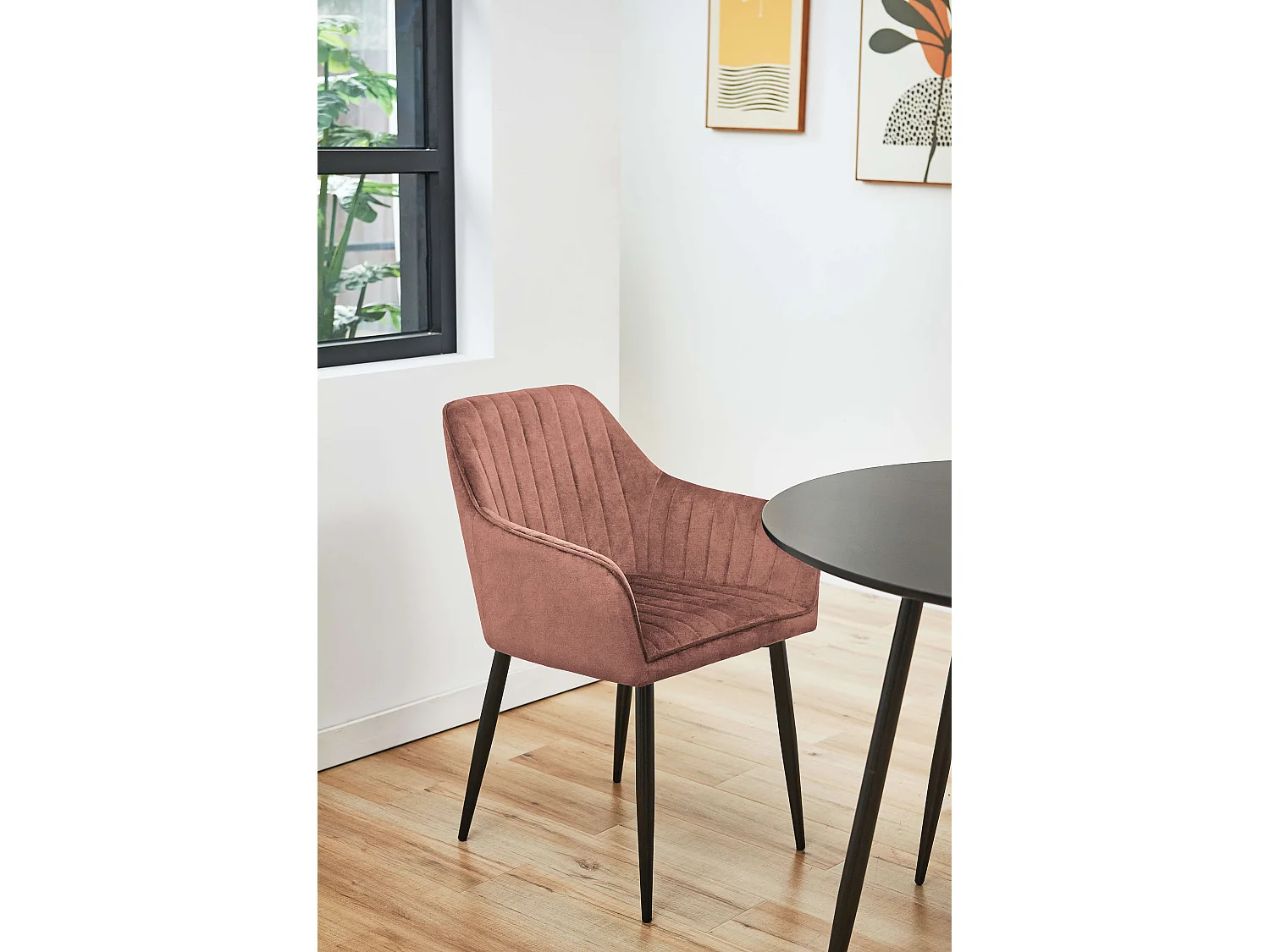 Lot de 2 chaises matelassées de salle à manger en velours AKORD SJ.040 Rose