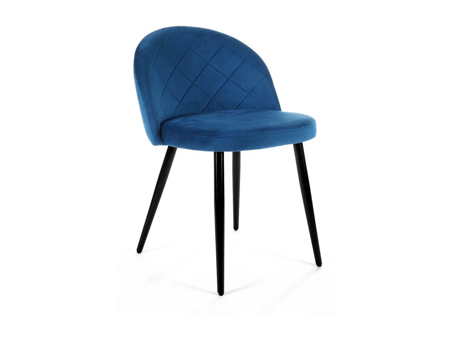 Set van 4 Fluwelen Eetkamerstoelen Granat-SJ077 - Moderne Stalen Basis, Eenvoudige Zelfmontage, Blauw Gestoffeerd - Max. Capaciteit 125 kg
