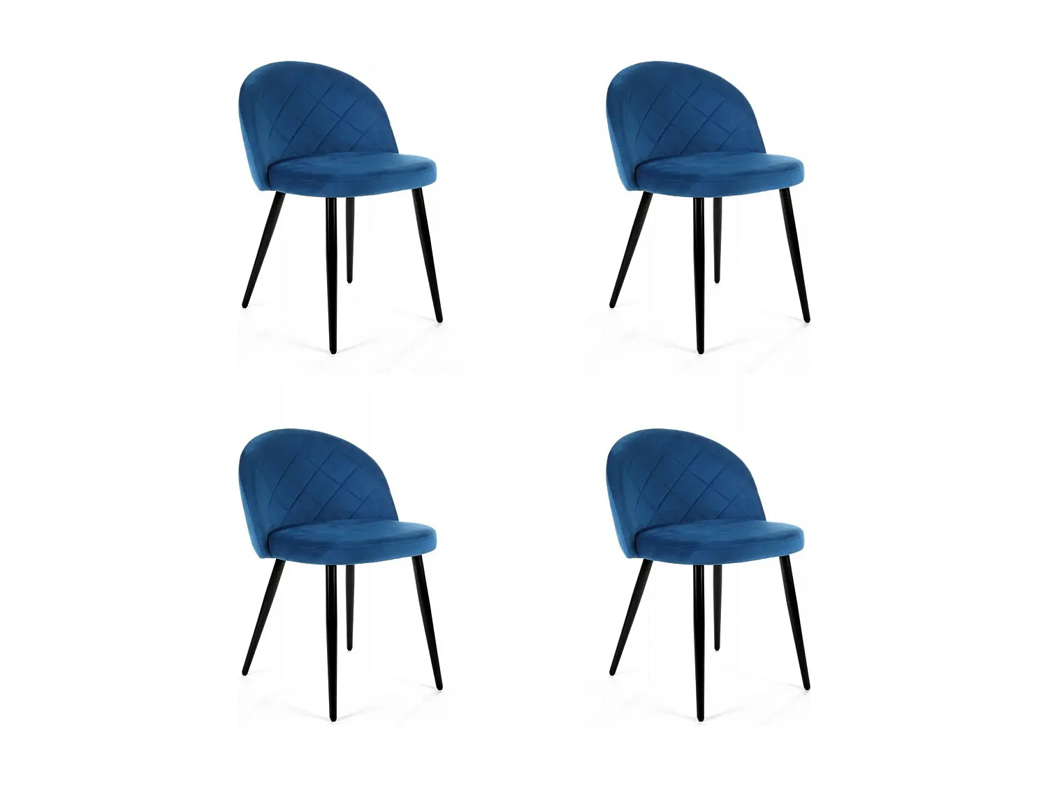 Lot de 4 chaises matelassées de salle à manger en velours AKORD SJ.077 Bleu