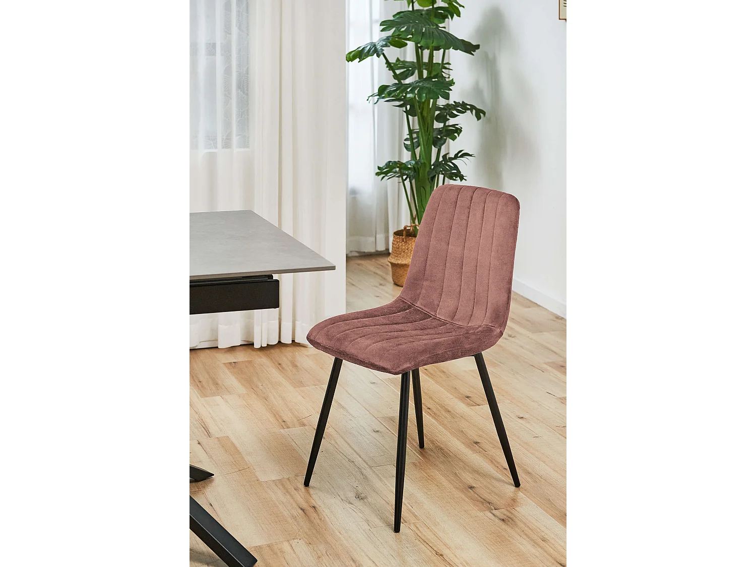 1 Pièce chaise matelassée de salle à manger en velours AKORD SJ.9 Rose
