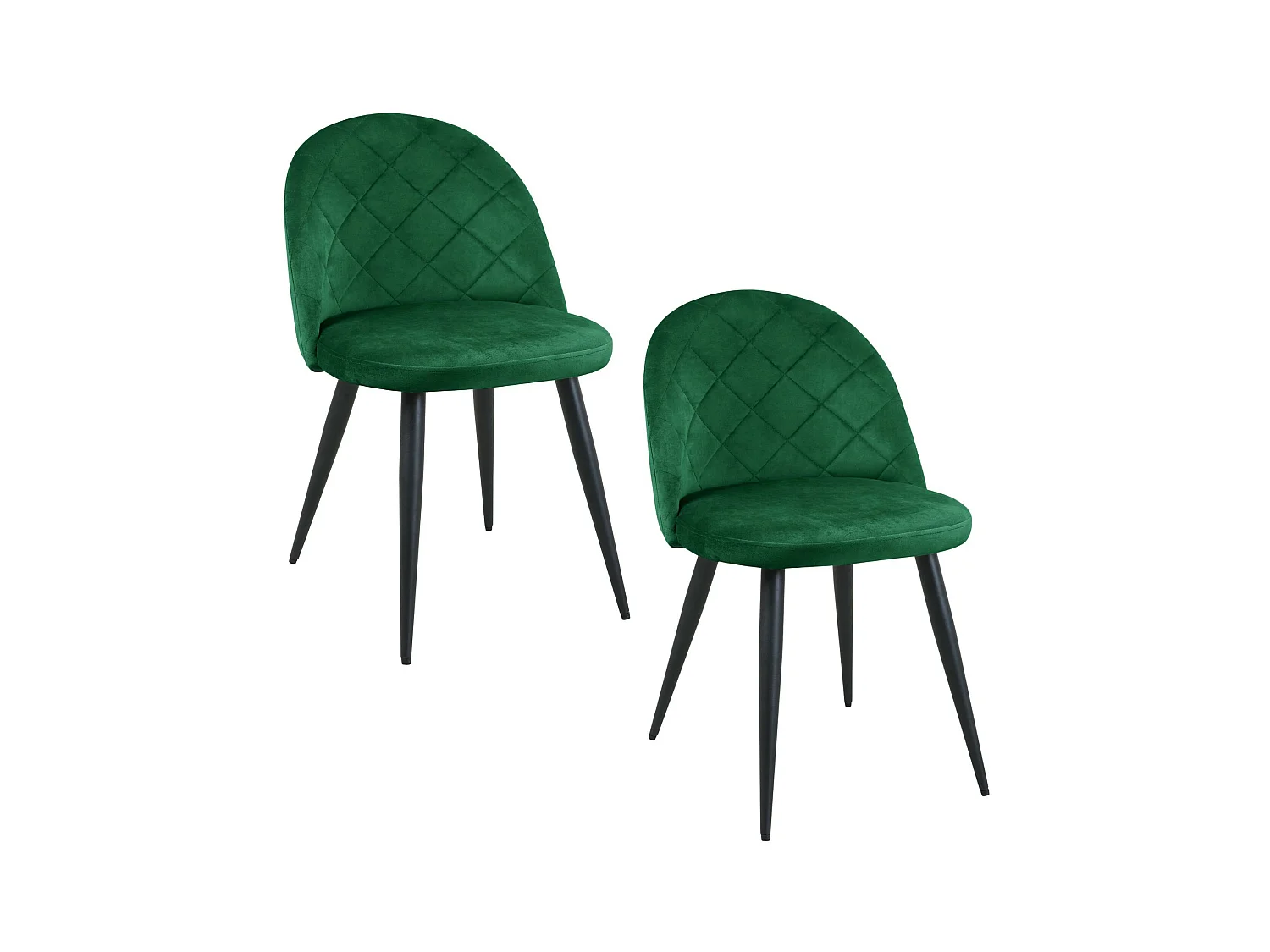 Lot de 2 chaises matelassées de salle à manger en velours AKORD SJ.077 Vert Bouteille