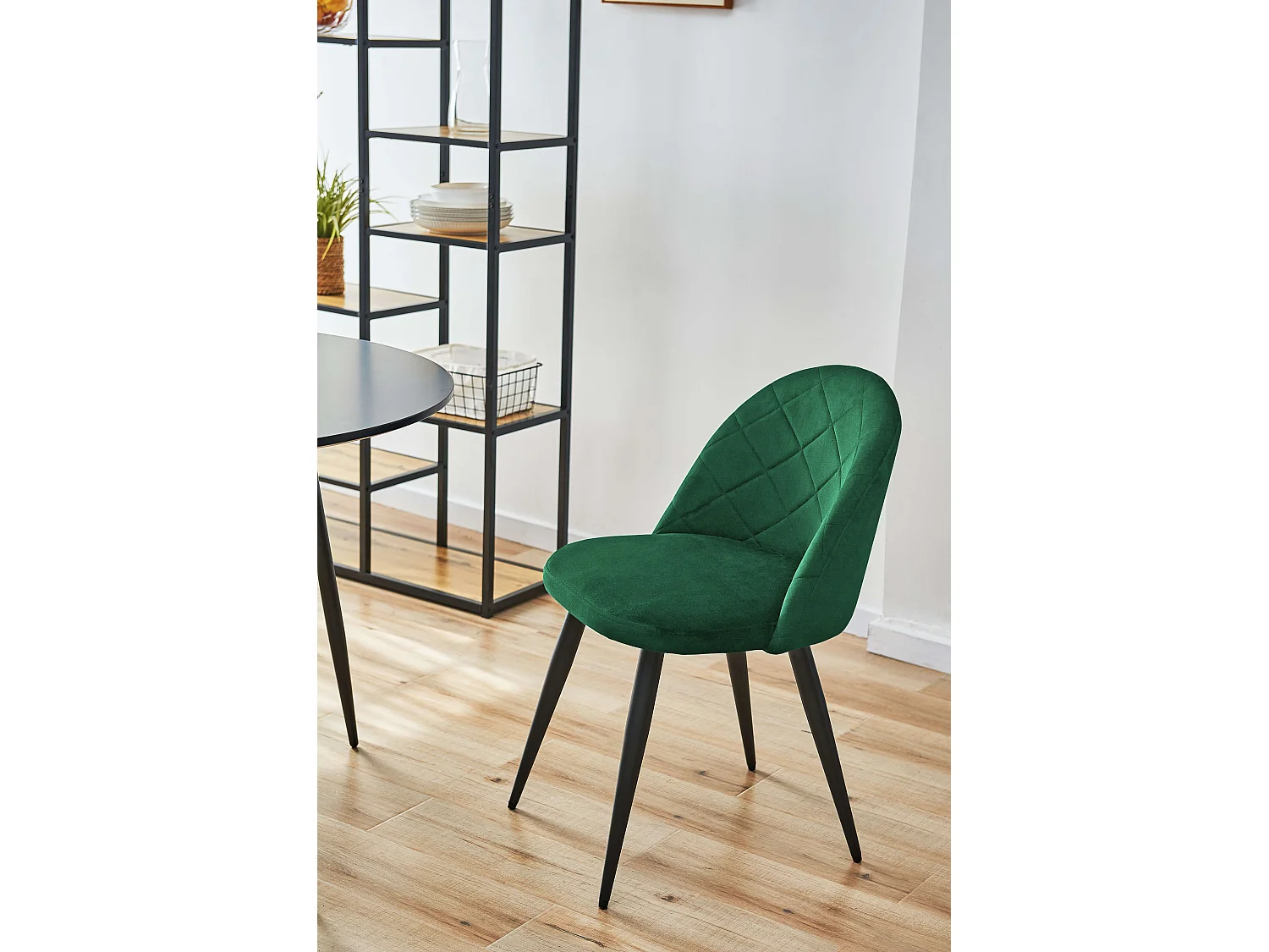 Lot de 2 chaises matelassées de salle à manger en velours AKORD SJ.077 Vert Bouteille