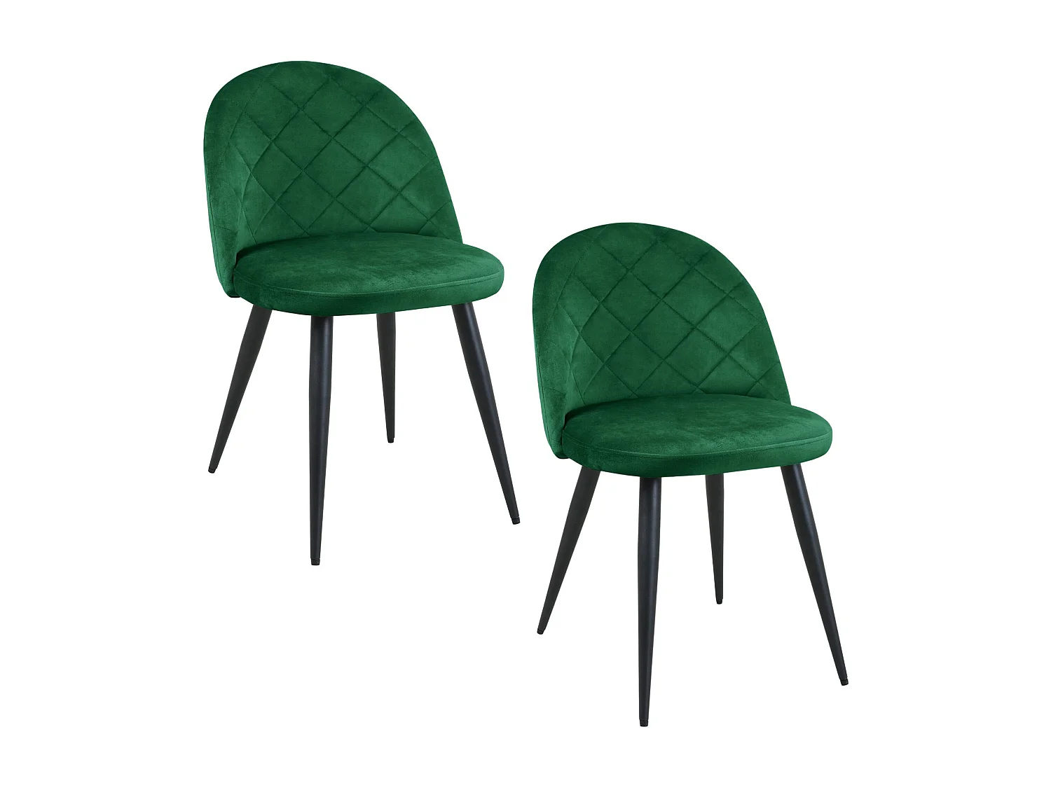 Lot de 2 chaises matelassées de salle à manger en velours AKORD SJ.077 Vert Bouteille