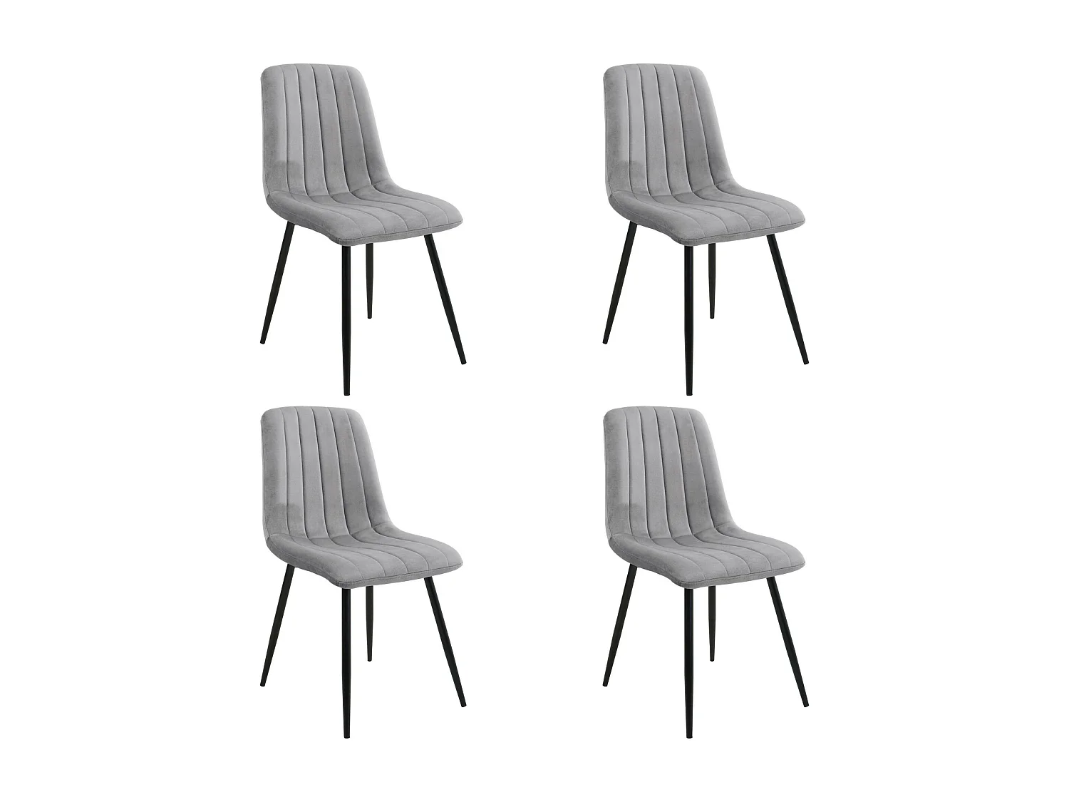 Lot de 4 chaises matelassées de salle à manger en velours AKORD SJ.9 Grise