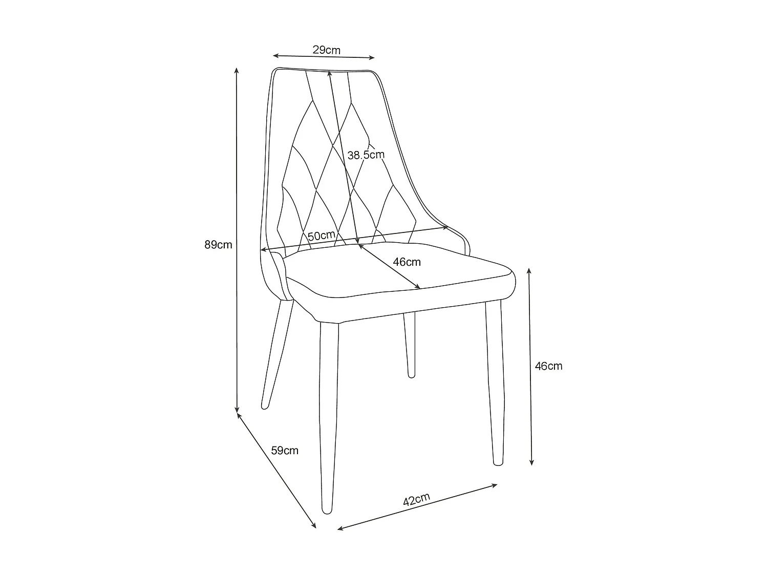 1 Pièce chaise matelassée de salle à manger en velours AKORD SJ.054 Noir