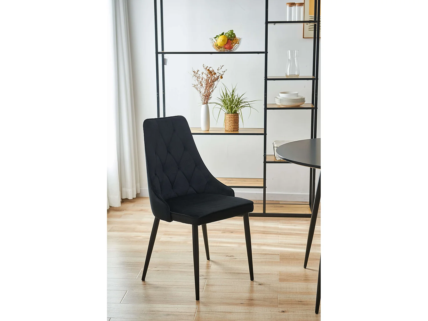 1 Pièce chaise matelassée de salle à manger en velours AKORD SJ.054 Noir
