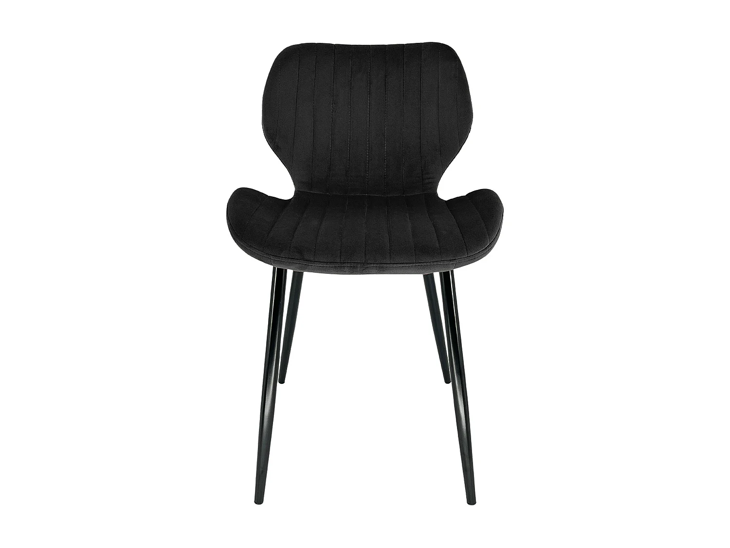 Esszimmerstuhl mit Samt AKORD SJ.17 Gepolsterter Gesteppter Stuhl aus Velours in Schwarz