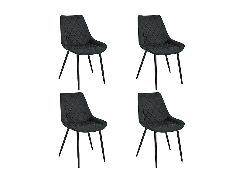 Lot de 4 chaises matelassées de salle à manger en velours AKORD SJ.0488 Noir