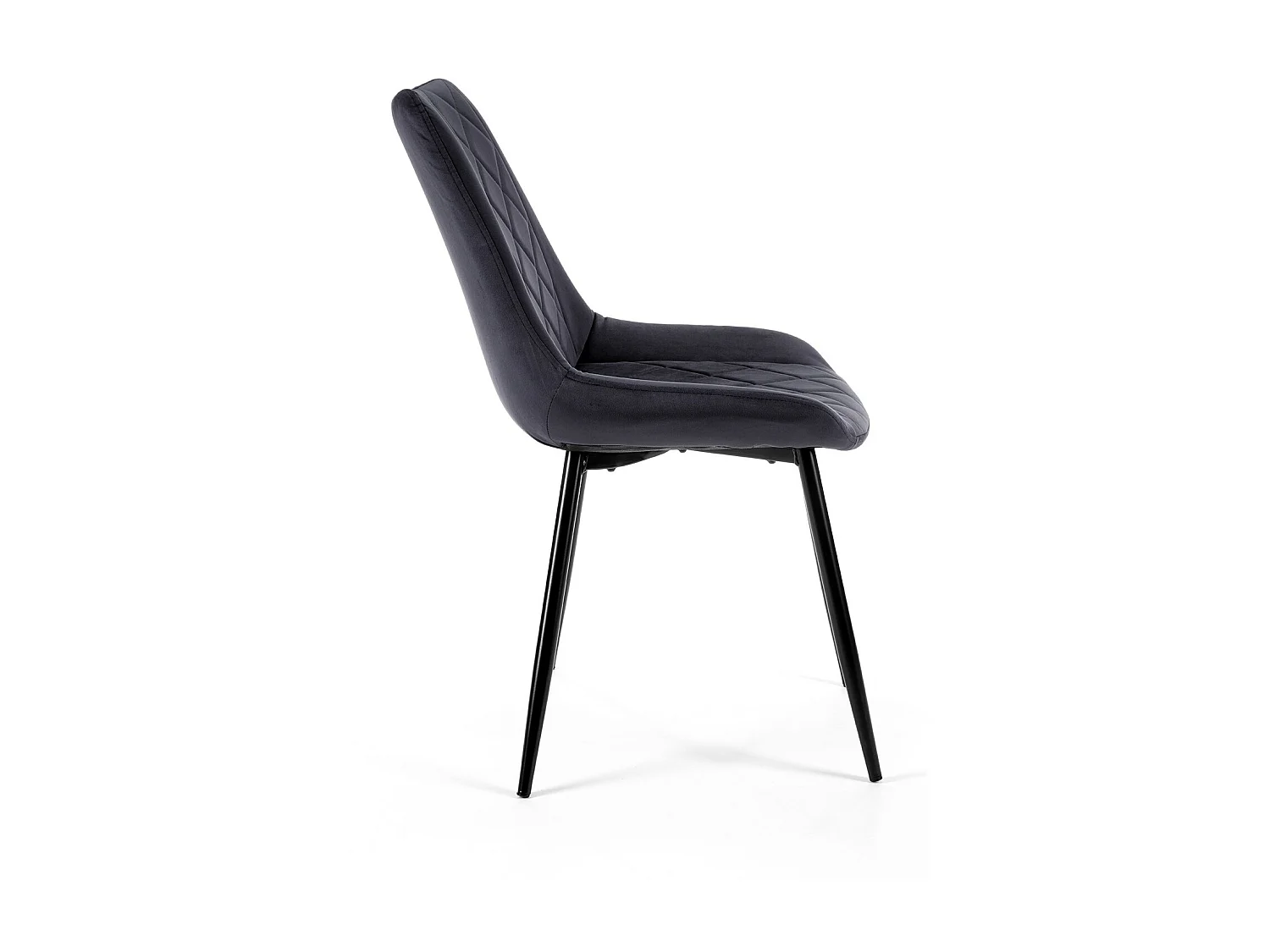 Set van 4 Zwarte Velvet Eetkamerstoelen met Stalen Kruispotensysteem