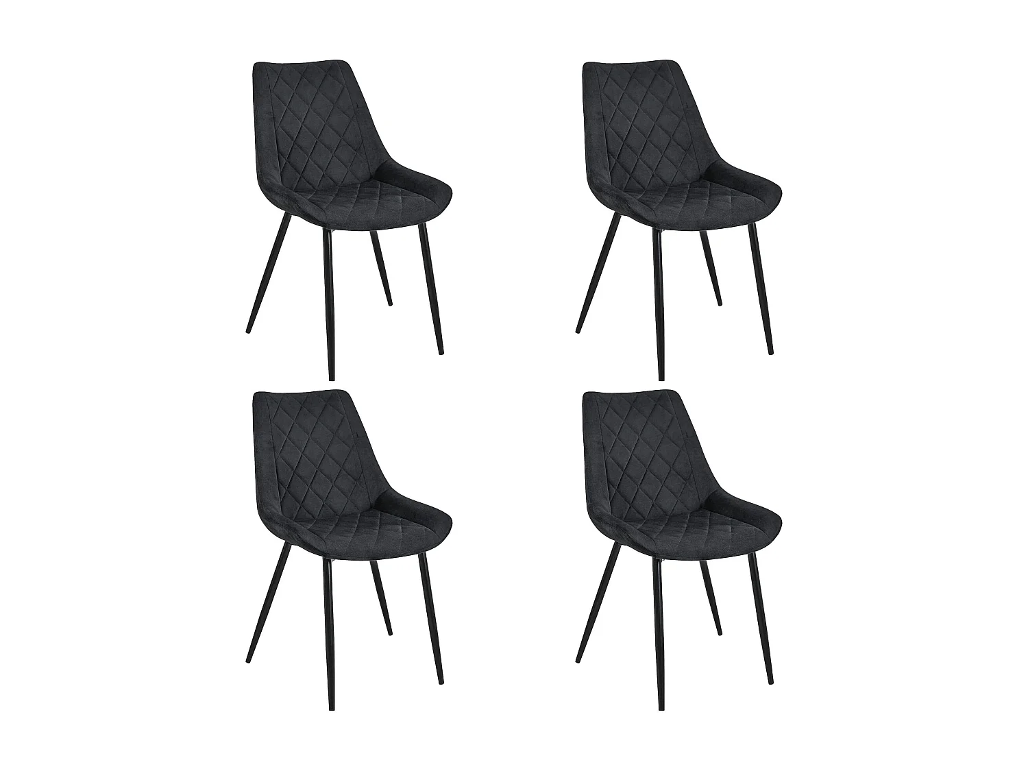 Lot de 4 chaises matelassées de salle à manger en velours AKORD SJ.0488 Noir