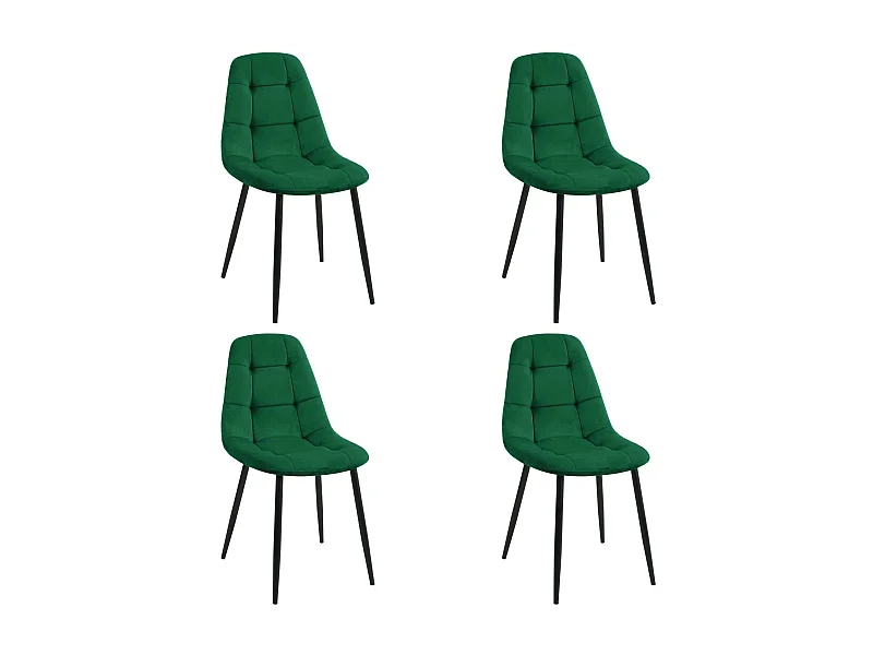 Lot de 4 chaises matelassées de salle à manger en velours AKORD SJ.1 Vert Bouteille