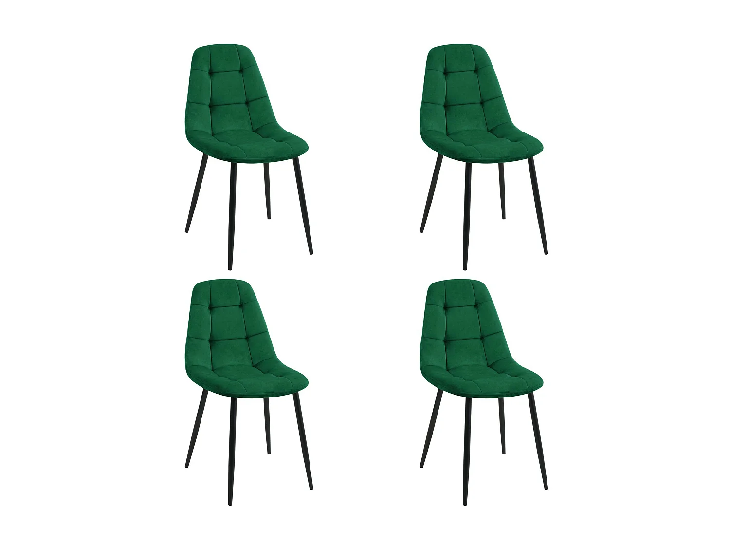 Lot de 4 chaises matelassées de salle à manger en velours AKORD SJ.1 Vert Bouteille