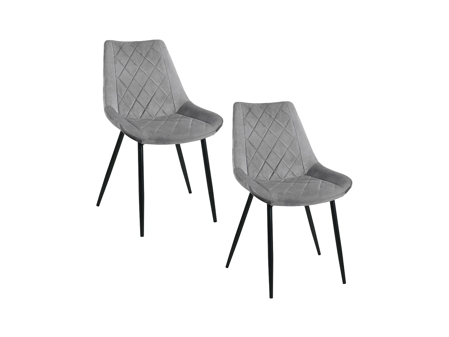 Lot de 2 chaises matelassées de salle à manger en velours AKORD SJ.0488 Grise