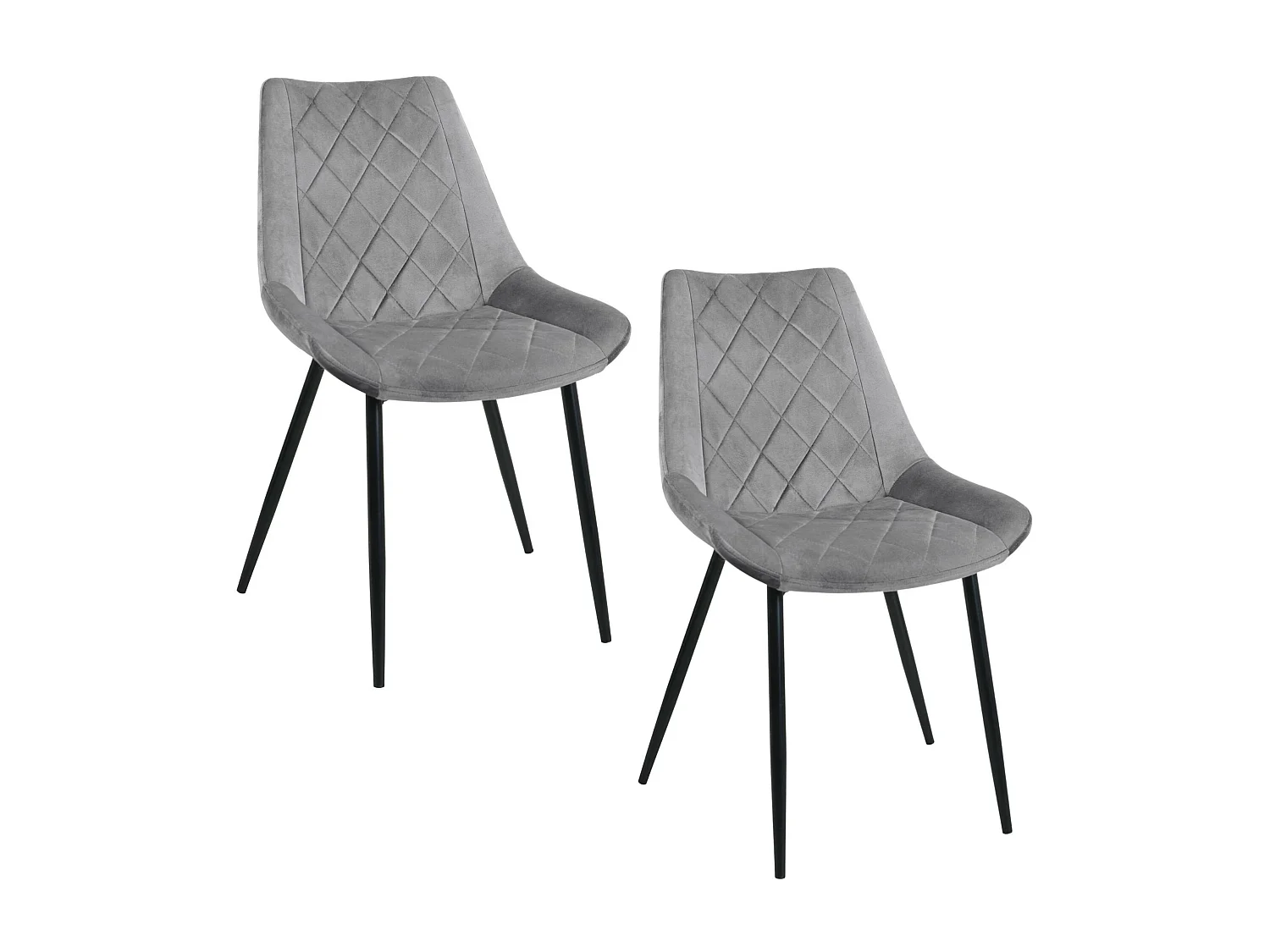 Lot de 2 chaises matelassées de salle à manger en velours AKORD SJ.0488 Grise