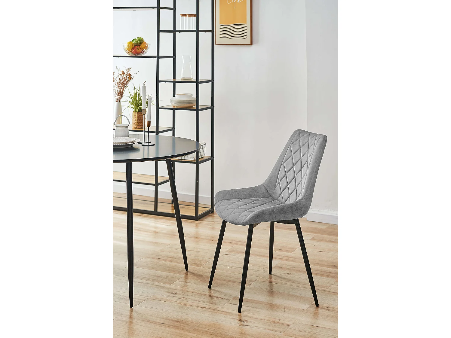 Lot de 2 chaises matelassées de salle à manger en velours AKORD SJ.0488 Grise