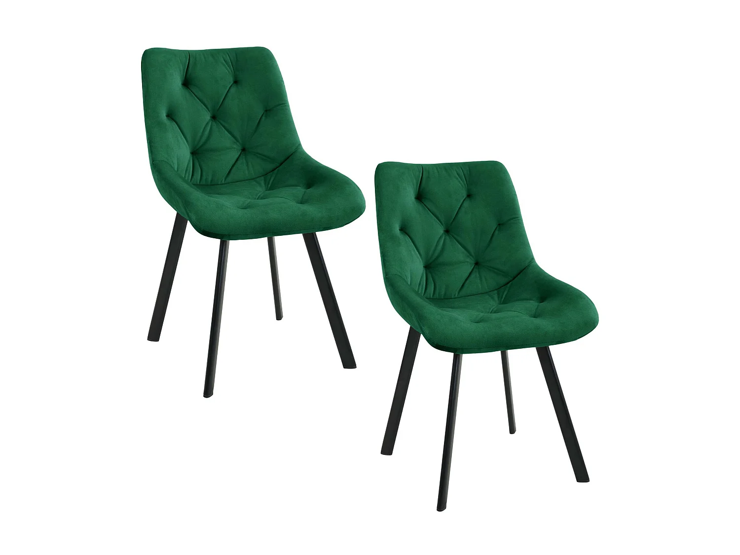 Lot de 2 chaises matelassées de salle à manger en velours AKORD SJ.33 Vert Bouteille