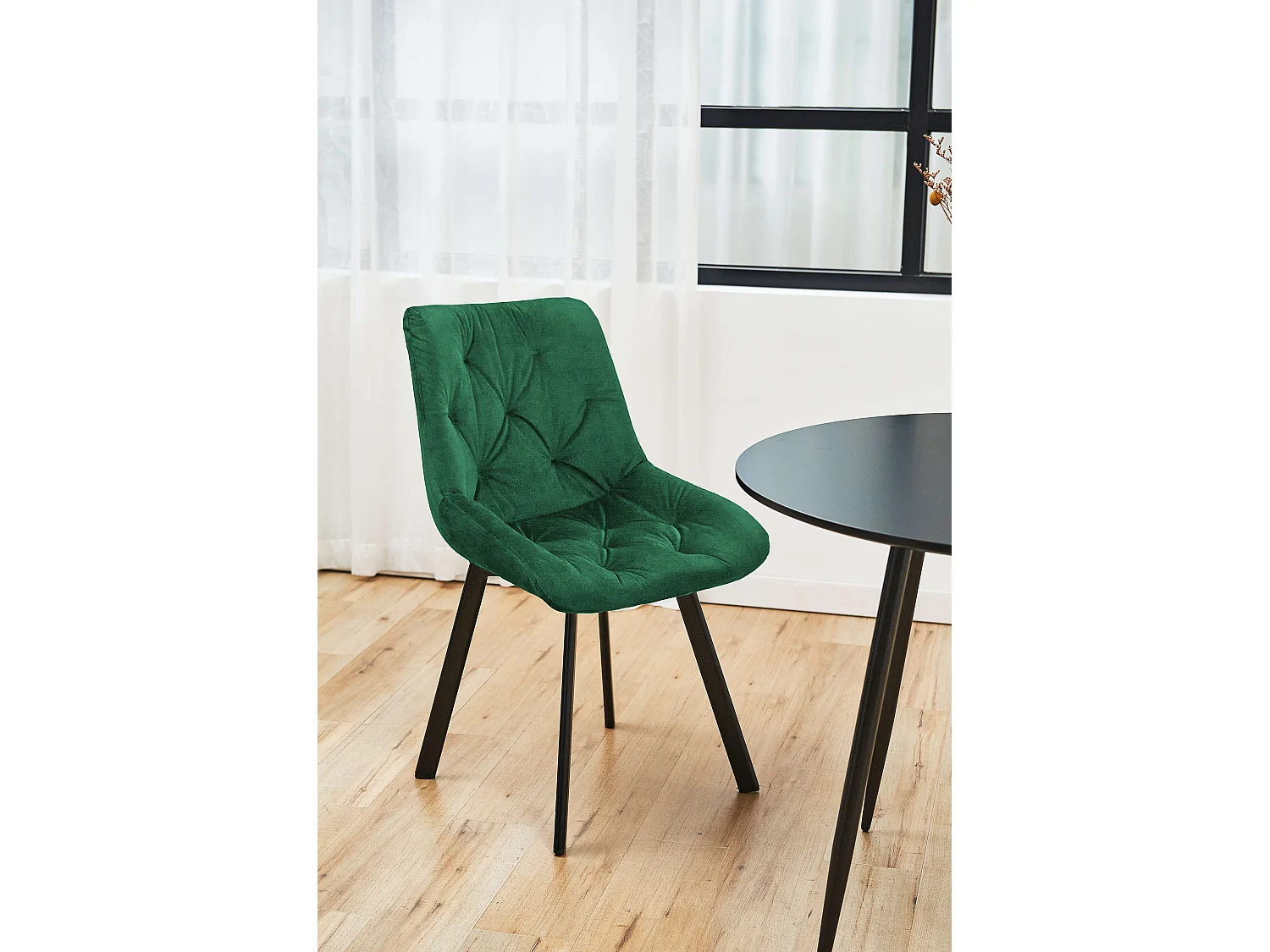 Lot de 2 chaises matelassées de salle à manger en velours AKORD SJ.33 Vert Bouteille