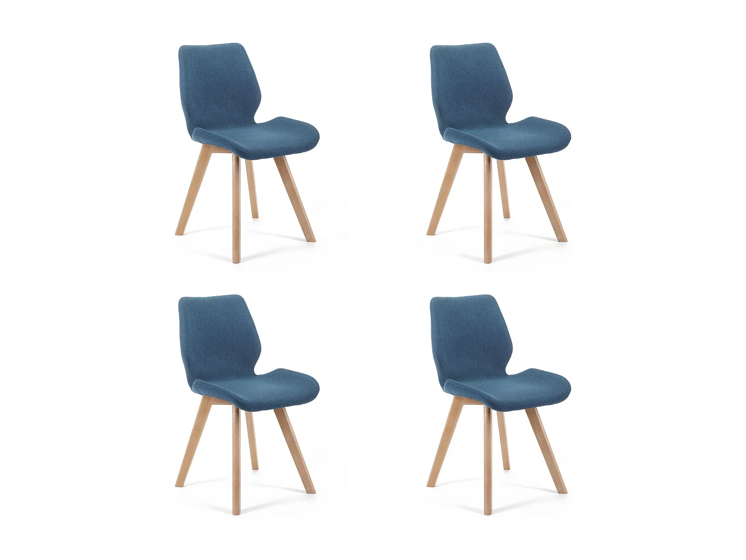Lot de 4 chaises de salle à manger en tissu AKORD SJ.0159 Bleu Marine