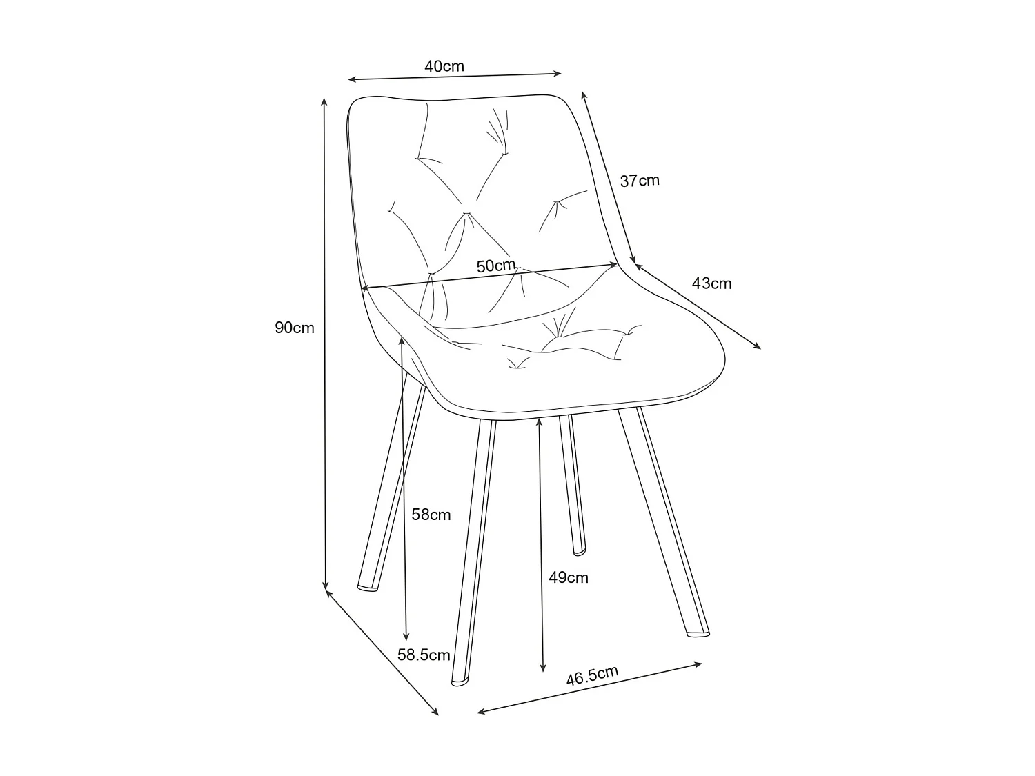 Lot de 4 chaises matelassées de salle à manger en velours AKORD SJ.33 Rose