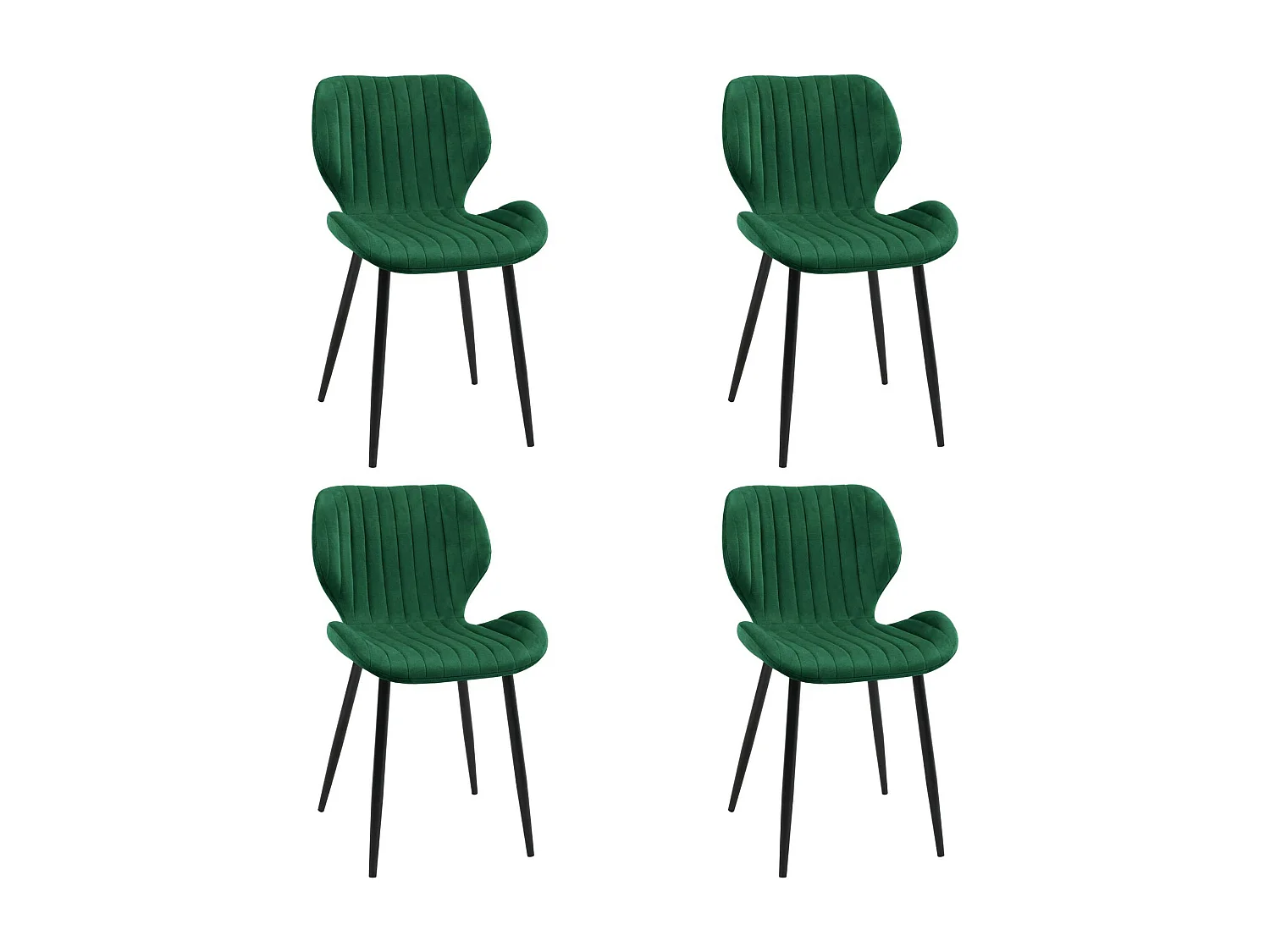 Lot de 4 chaises matelassées de salle à manger en velours AKORD SJ.17 Vert Bouteille