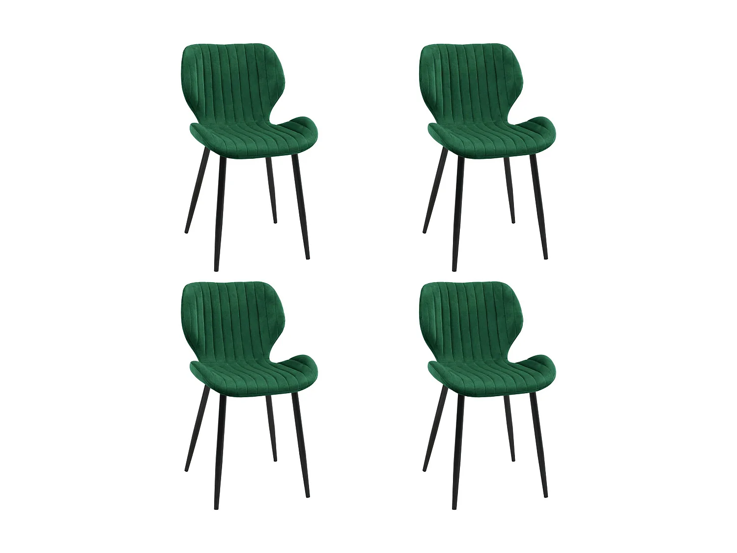 Lot de 4 chaises matelassées de salle à manger en velours AKORD SJ.17 Vert Bouteille