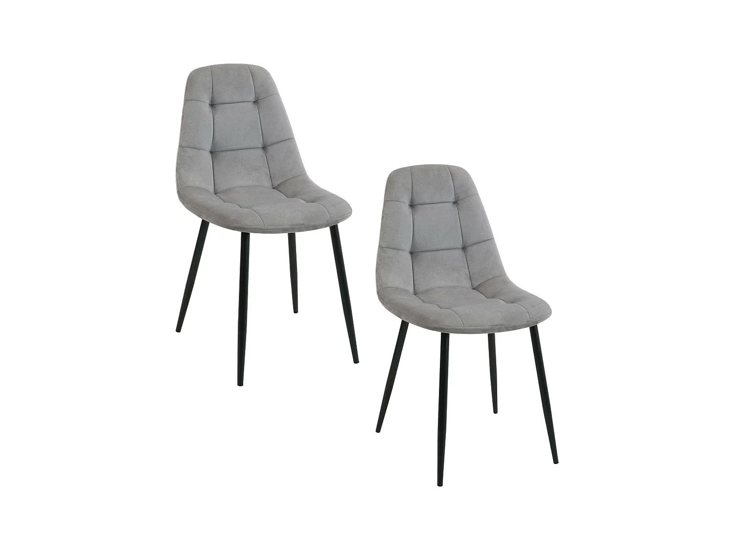 Lot de 2 chaises matelassées de salle à manger en velours AKORD SJ.1 Grise