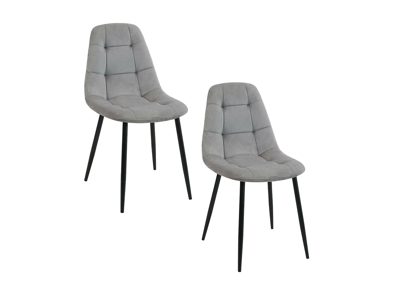 Lot de 2 chaises matelassées de salle à manger en velours AKORD SJ.1 Grise