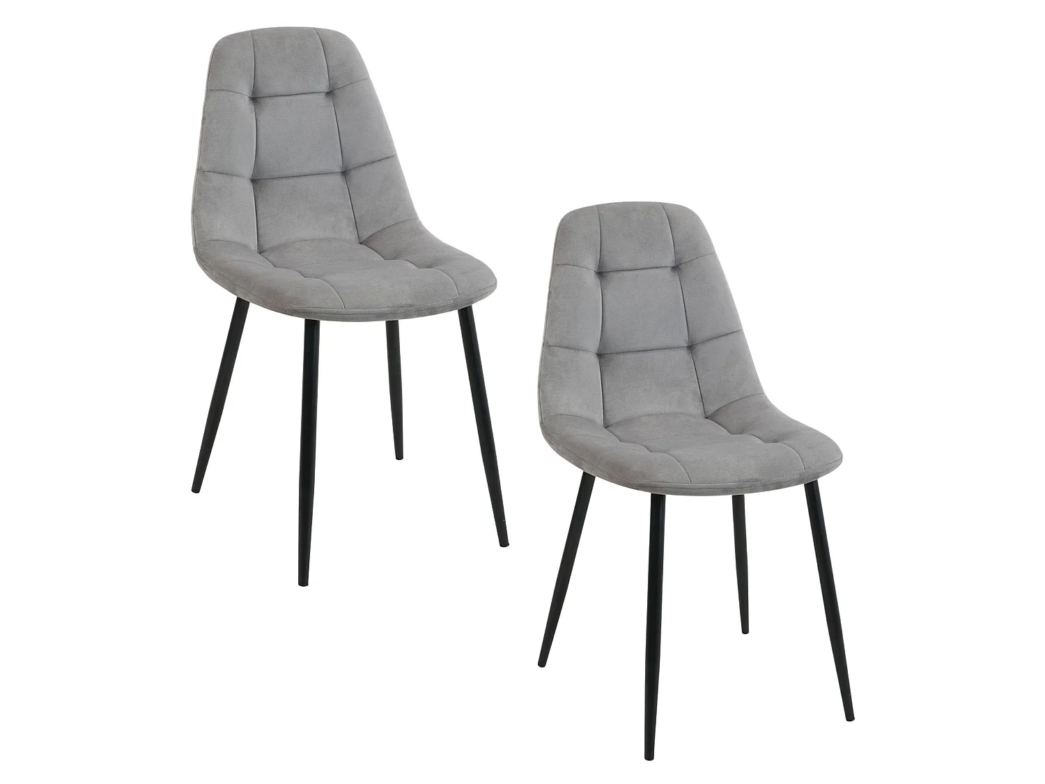 Lot de 2 chaises matelassées de salle à manger en velours AKORD SJ.1 Grise