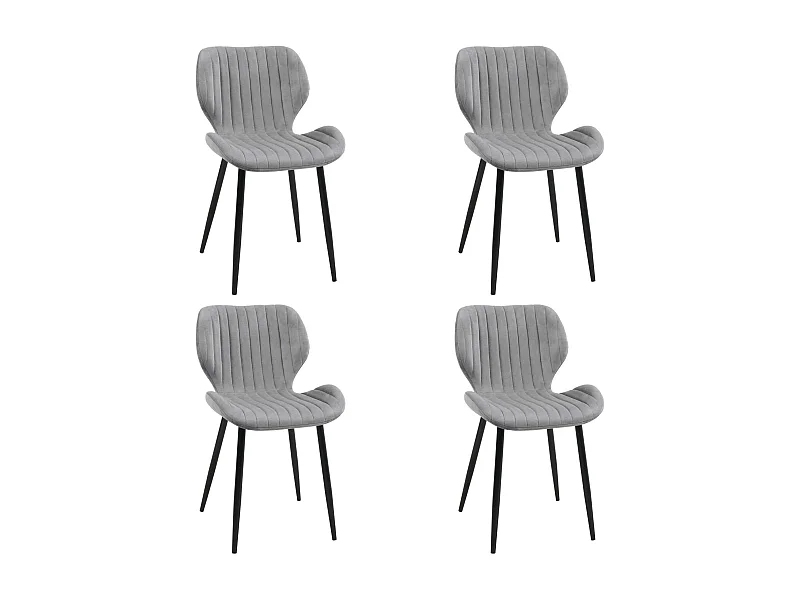 Lot de 4 chaises matelassées de salle à manger en velours AKORD SJ.17 Grise