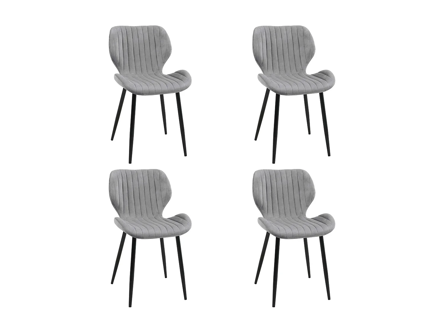 Lot de 4 chaises matelassées de salle à manger en velours AKORD SJ.17 Grise
