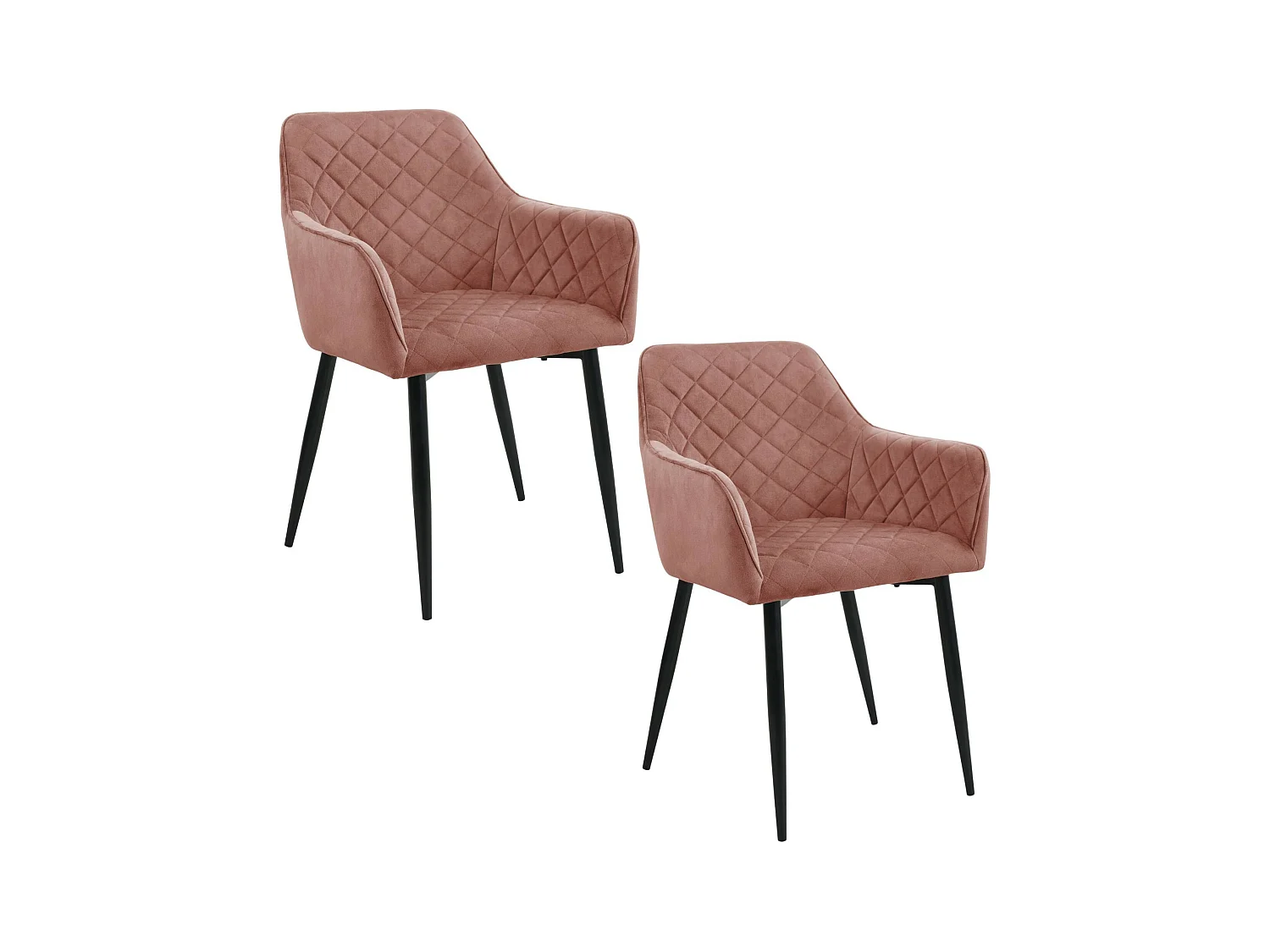 Lot de 2 Chaises matelassées de salle à manger en velours AKORD SJ.082 Rose