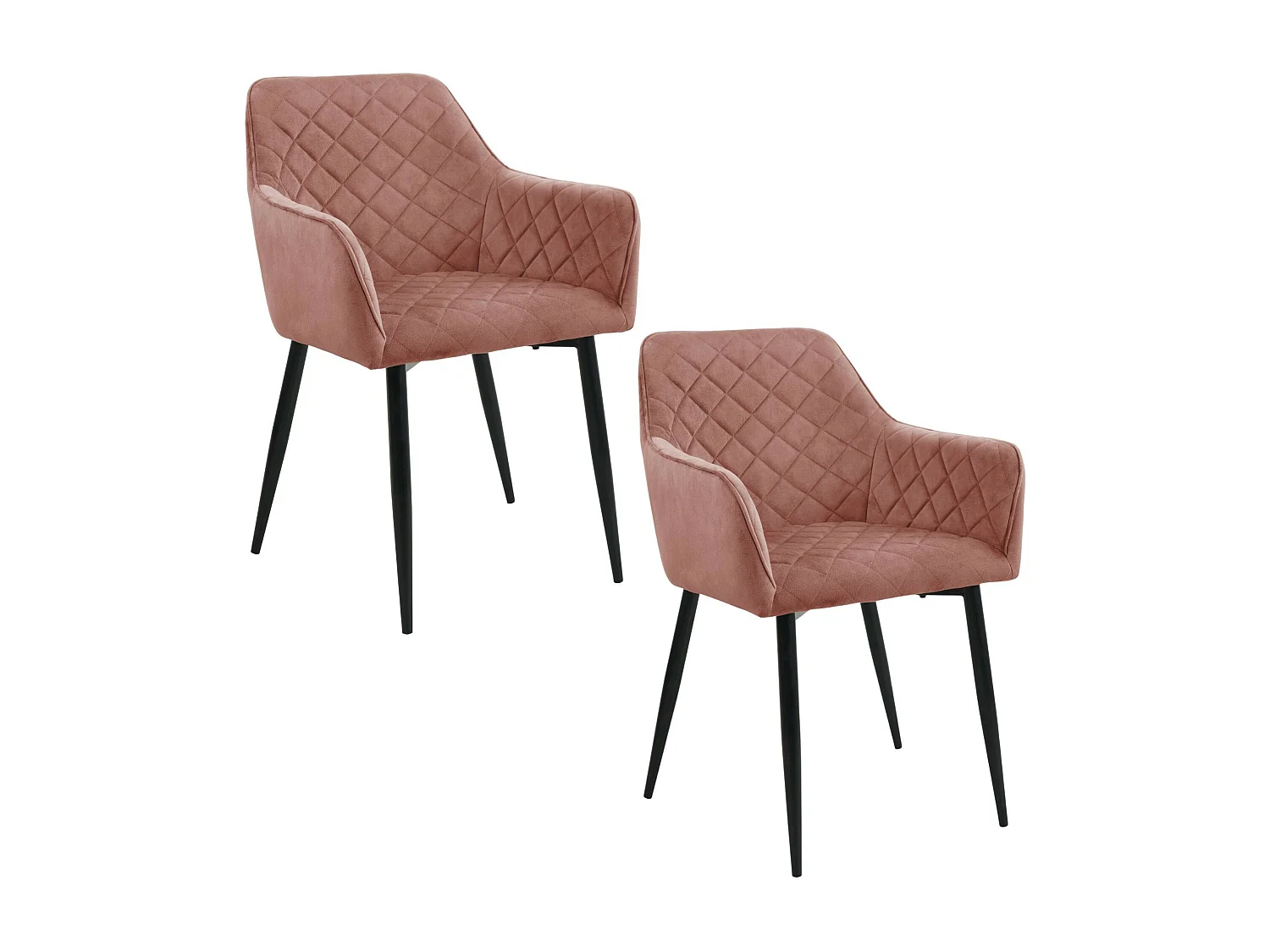 Lot de 2 Chaises matelassées de salle à manger en velours AKORD SJ.082 Rose
