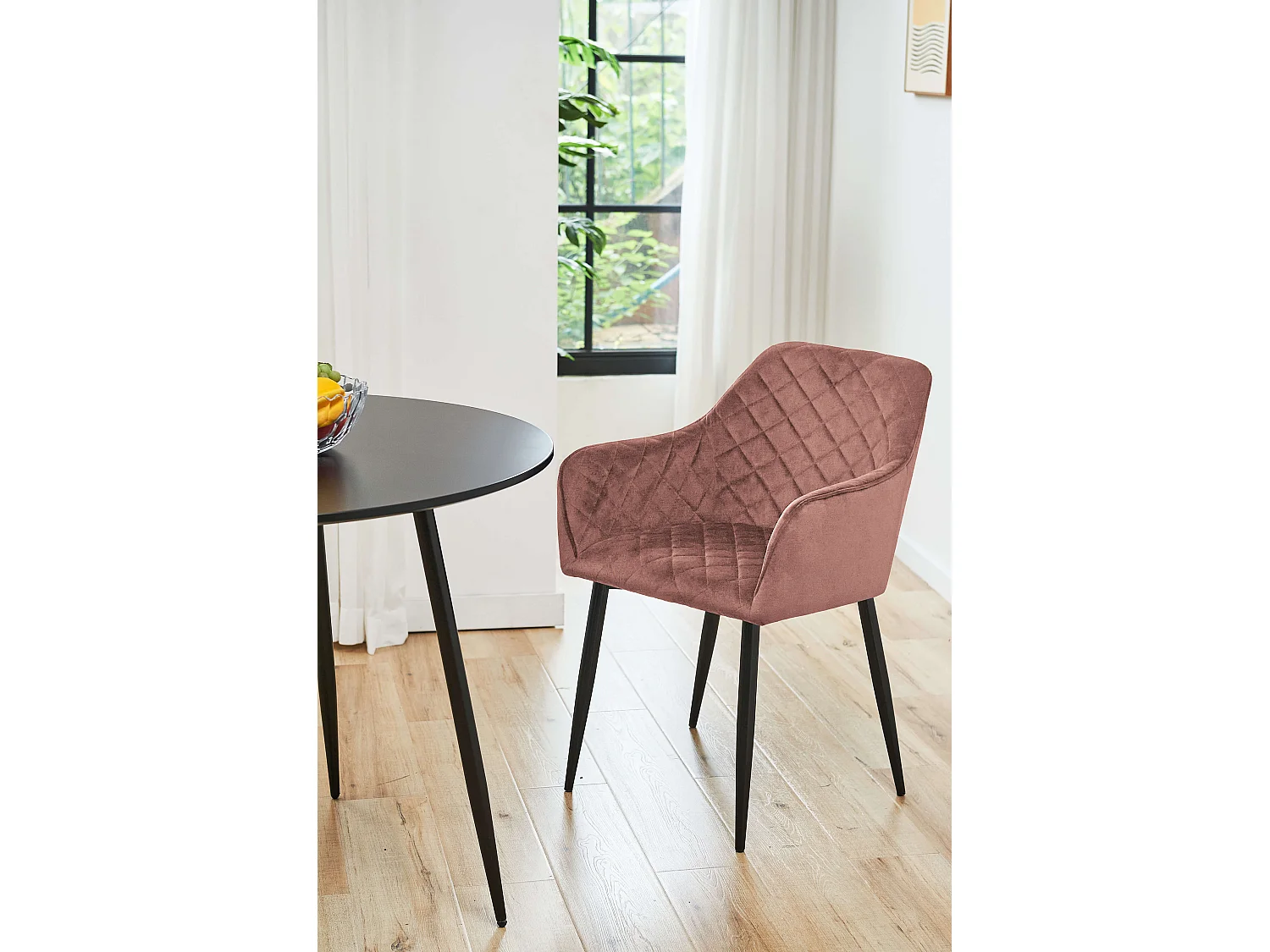 Lot de 2 Chaises matelassées de salle à manger en velours AKORD SJ.082 Rose