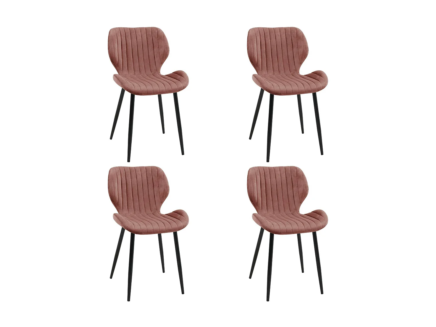 Lot de 4 chaises matelassées de salle à manger en velours AKORD SJ.17 Rose