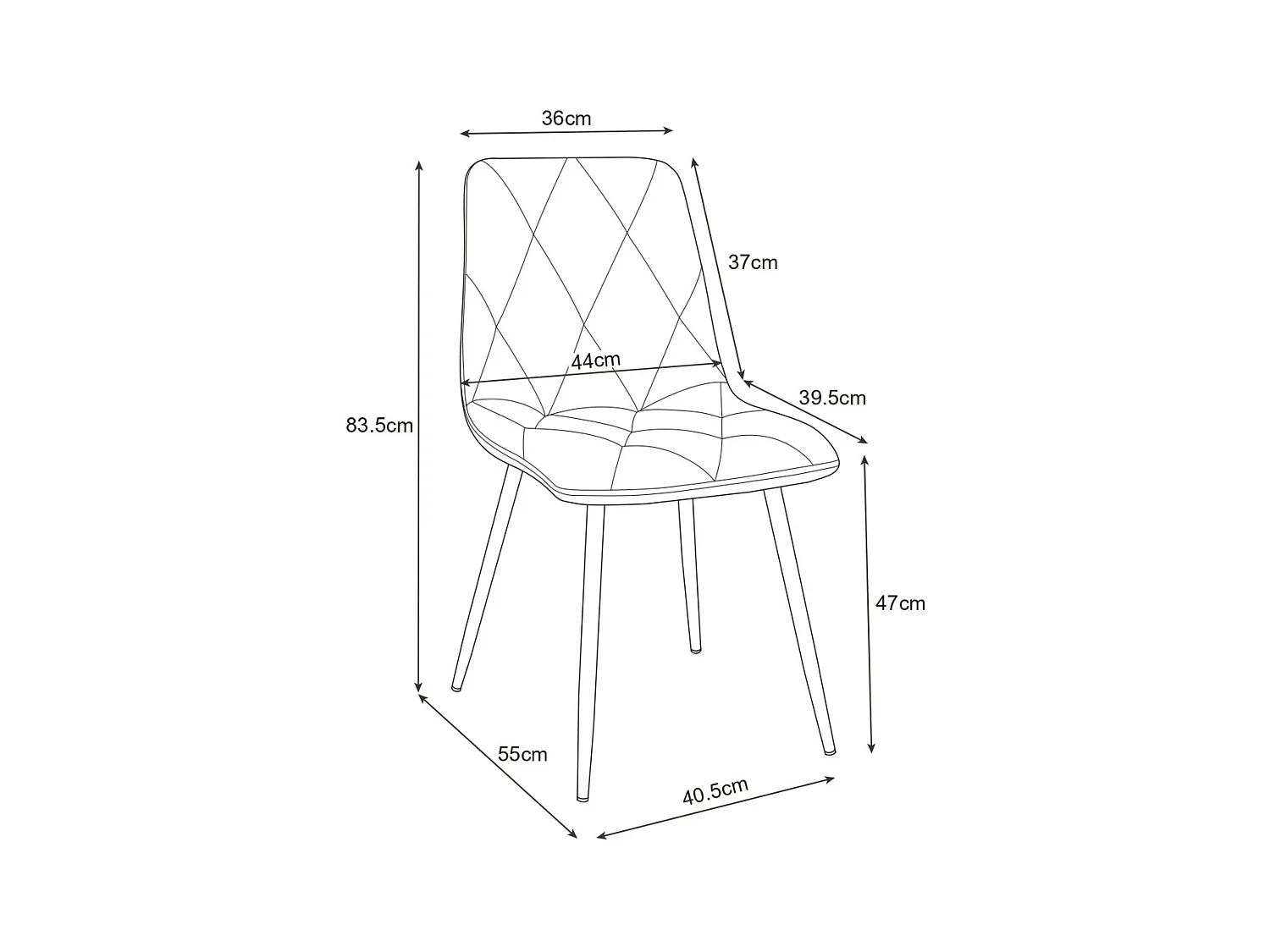 1 Pièce chaise matelassée de salle à manger en velours AKORD SJ.3 Rose