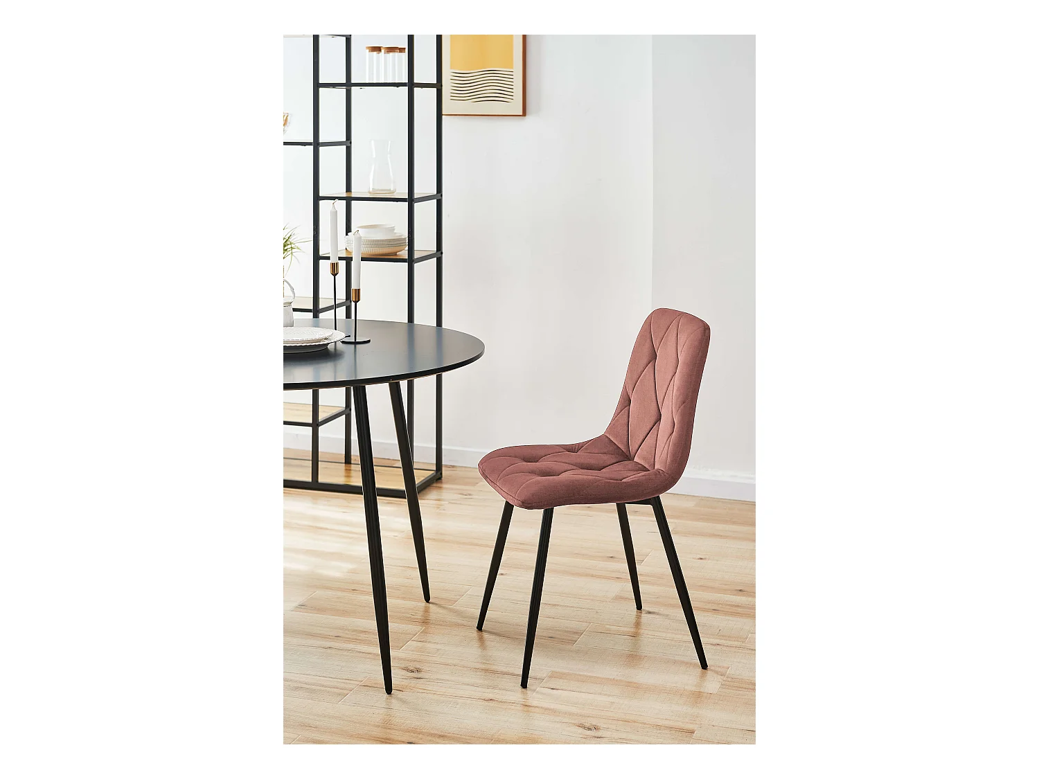 1 Pièce chaise matelassée de salle à manger en velours AKORD SJ.3 Rose
