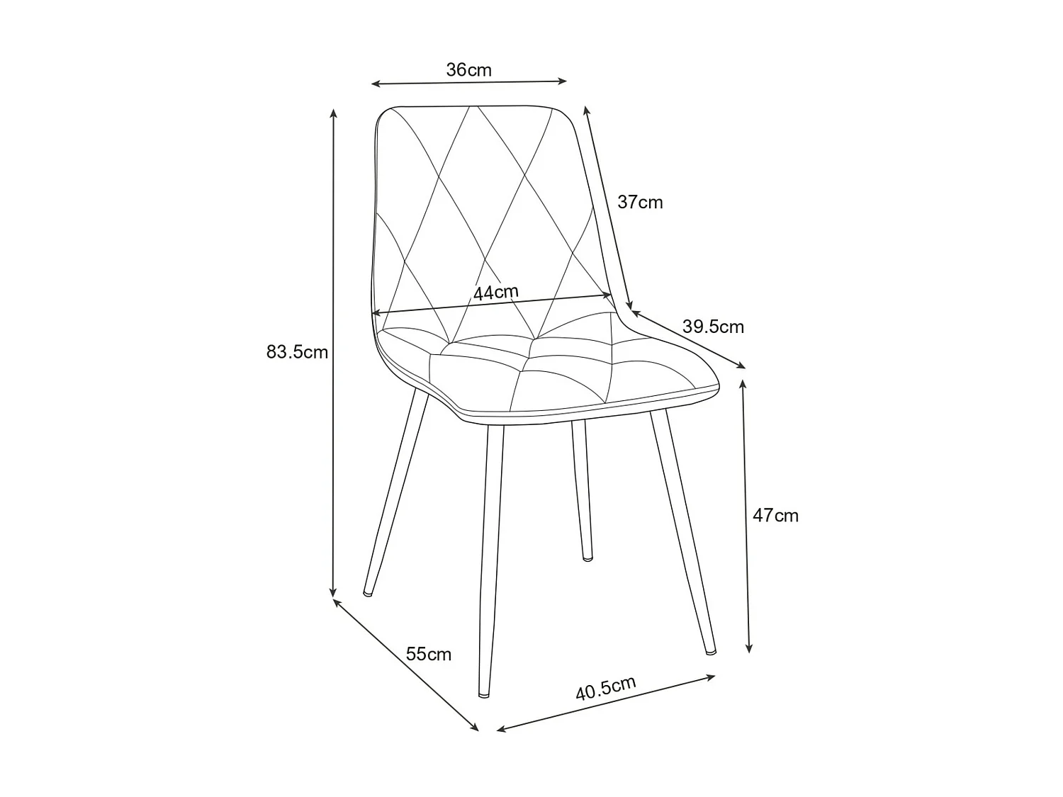 1 Pièce chaise matelassée de salle à manger en velours AKORD SJ.3 Rose
