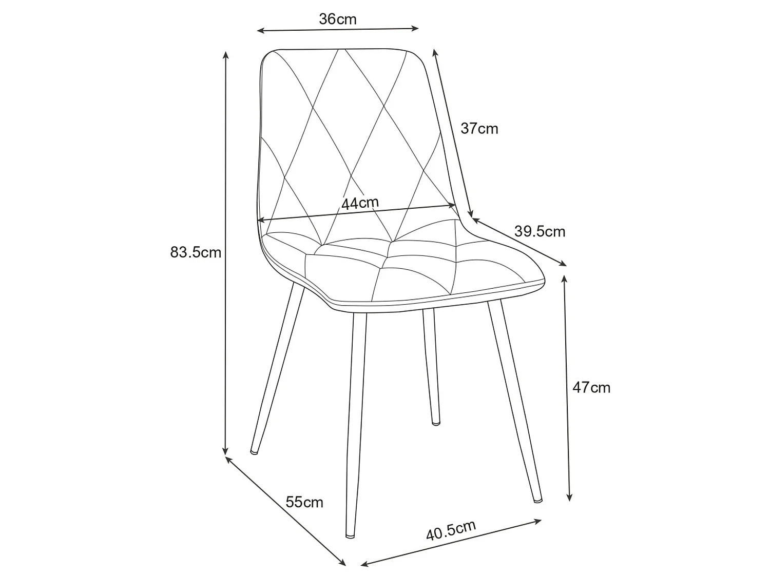 1 Pièce chaise matelassée de salle à manger en velours AKORD SJ.3 Rose