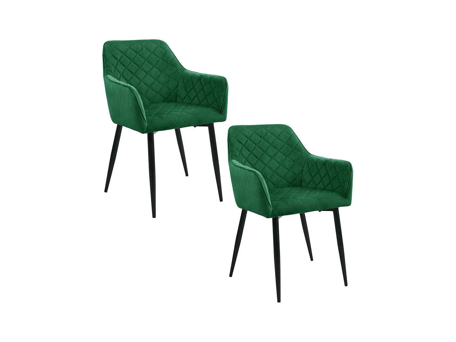 Esszimmerstühle mit Samt 2er Set AKORD SJ.082 Gepolsterter Gesteppter Stuhl aus Velours in Flaschengrün